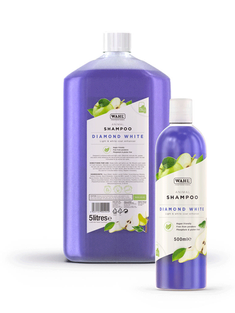 Wahl Diamond White Shampoo for Dogs - Brightening & Whitening Pet Shampoo for White & Light-Colored Coats - Gentle Cleansing Formula for Show Dogs & Grooming - Perfect for Competitions & Daily Baths