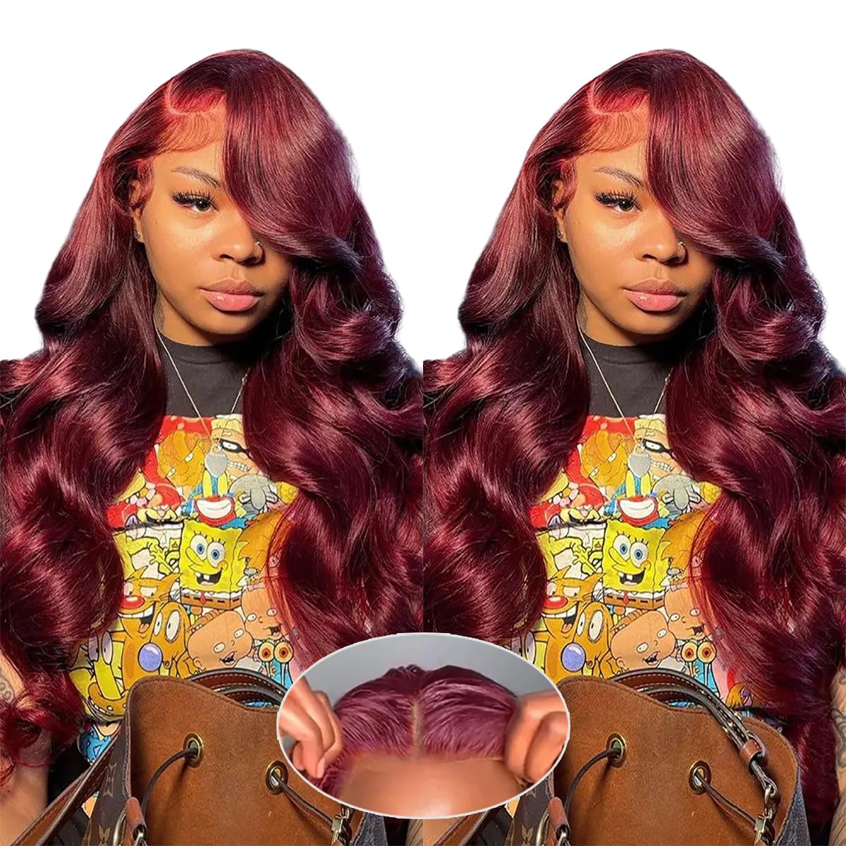 99J Burgundy 30 Inch Human Hair Lace Front Wig - Glueless Pre Plucked Pre Cut 5x5 HD Body Wave Lace Closure Wig for Beginners | Perfect for Daily Wear, Parties & Special Occasions