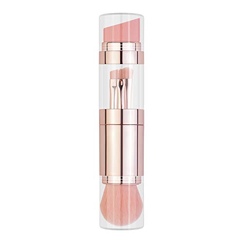 Topyuan 5-in-1 Retractable Makeup Brush Set - Rose Gold for Travel & Home Use