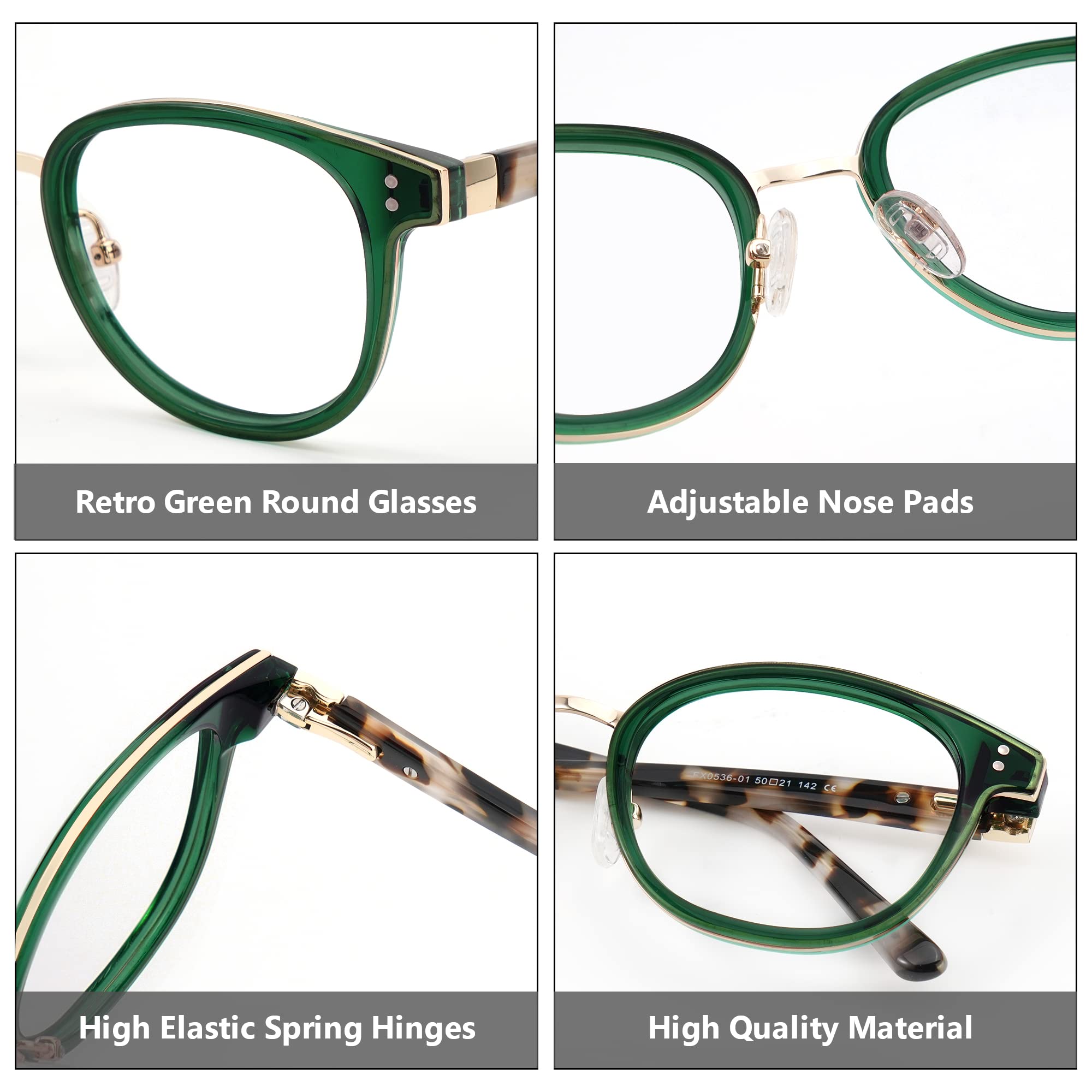 Retro Round Blue Light Blocking Glasses for Women - 100% UV400 Protection Anti Eyestrain Matte Frame (FX0536) - Perfect for Computer Work, Gaming & Screen Time