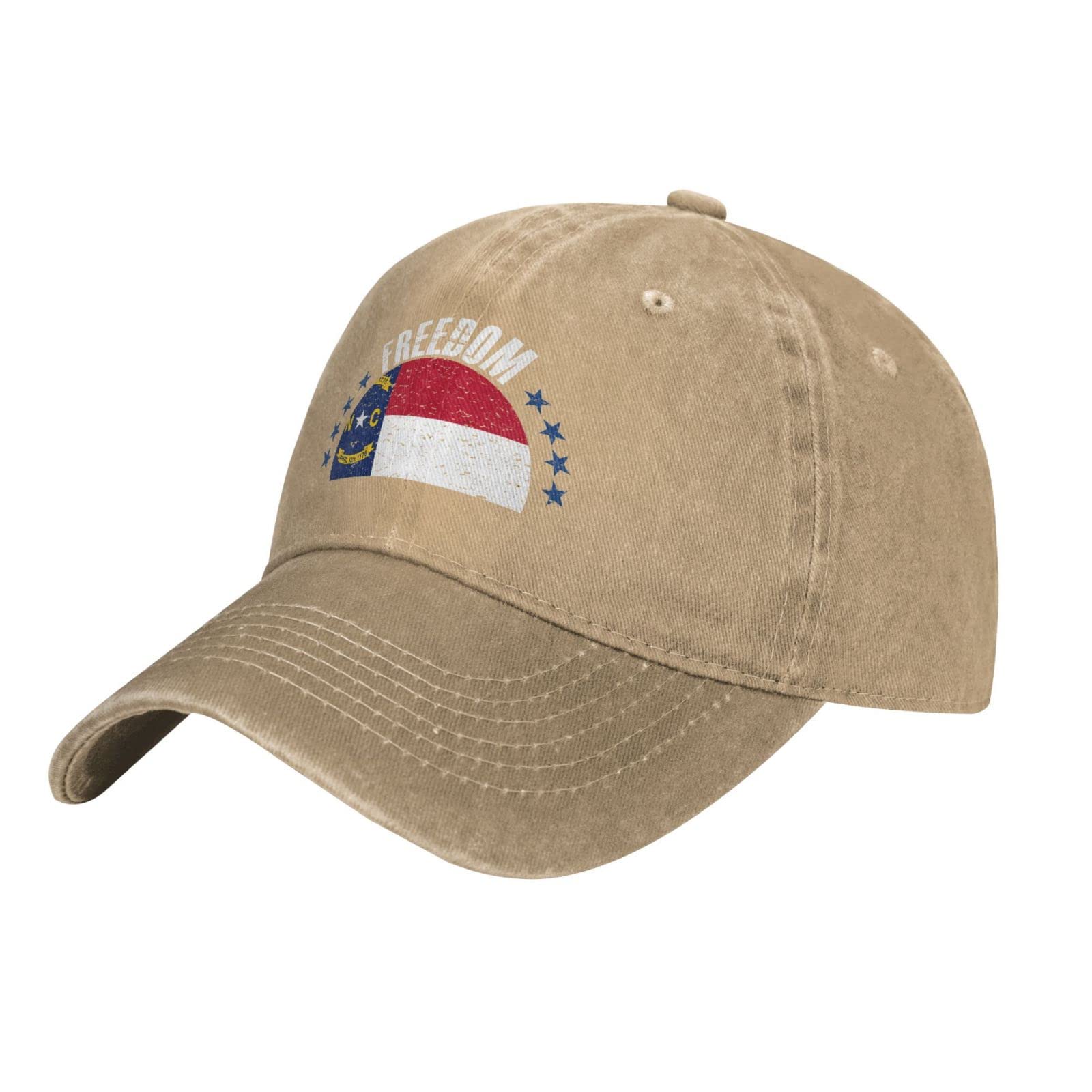 LIICHEES Vintage North Carolina Flag & Freedom Baseball Cap for Men & Women - Fashionable Cowboy Hat for Outdoor, Sports, and Casual Wear