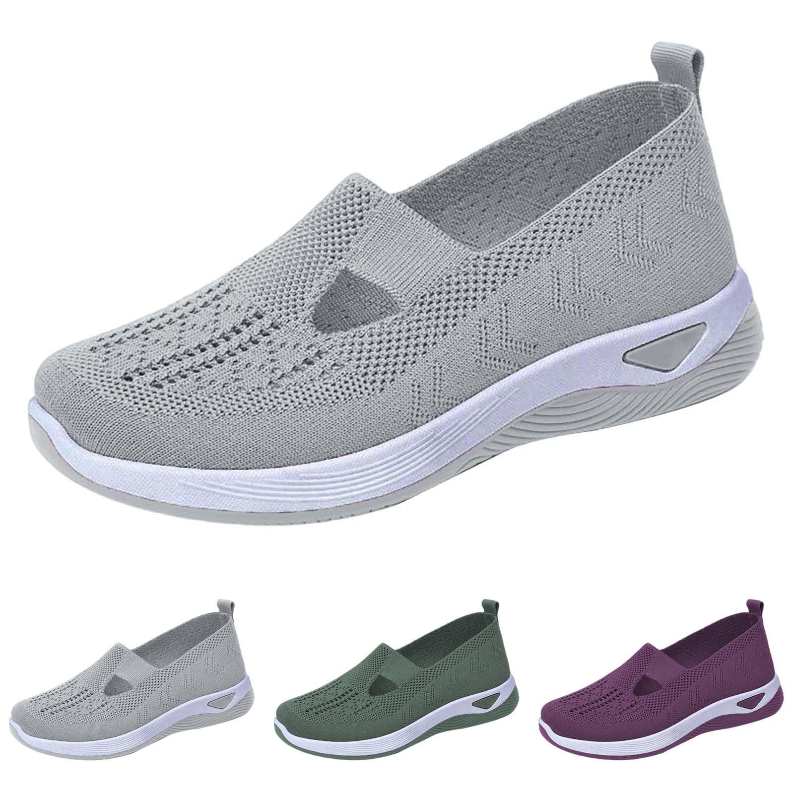 Women's Orthopedic Breathable Soft Walking Shoes - Slip On Diabetic Sneakers with Arch Support & Memory Foam | Comfortable Hands-Free Shoes for Walking, Travel & Daily Wear