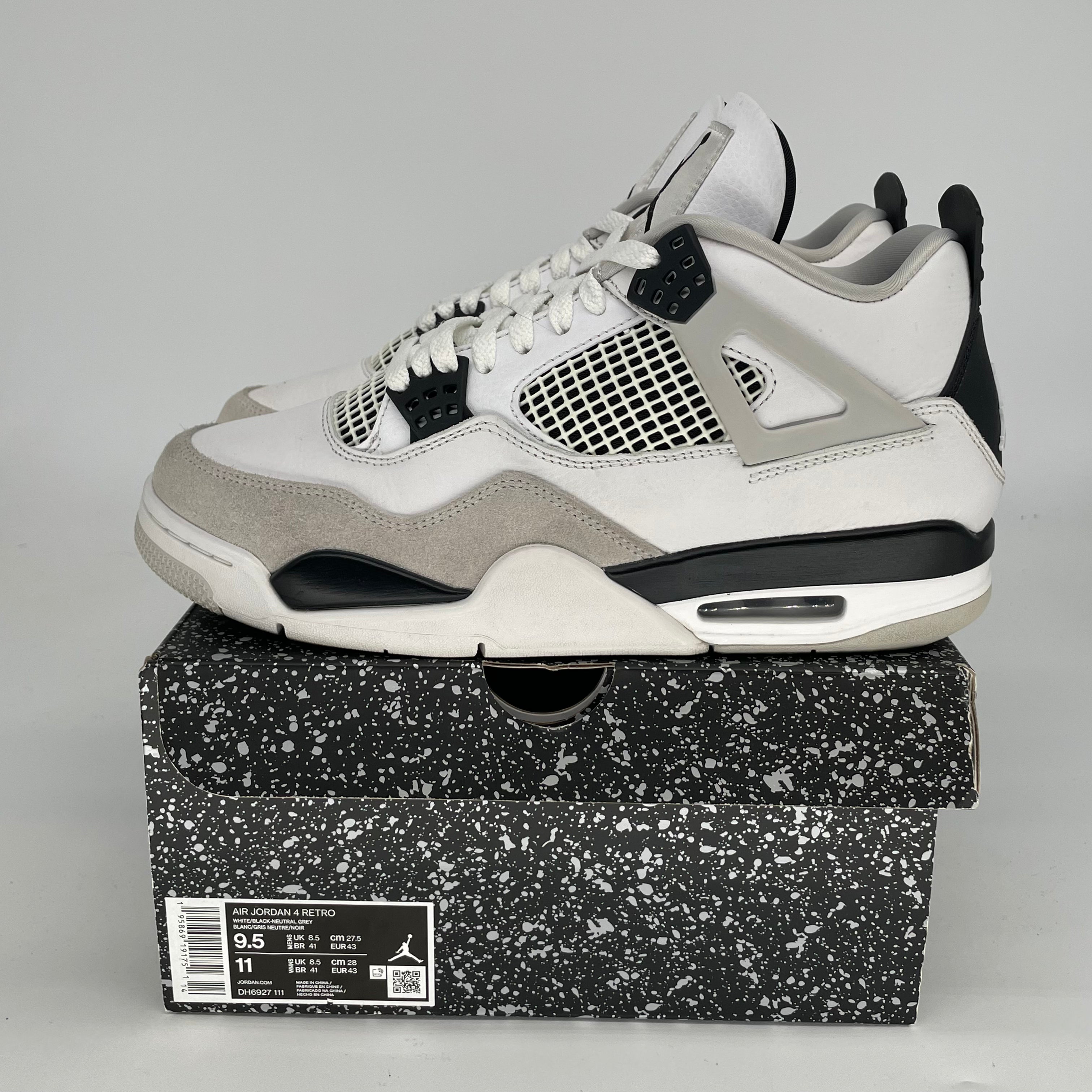 AIR JORDAN 4 MILITARY BLACK MEN'S SNEAKERS - SIZE 9.5/11W (DH6927-111) - Retro Basketball Shoes for Streetwear & Casual Outfits