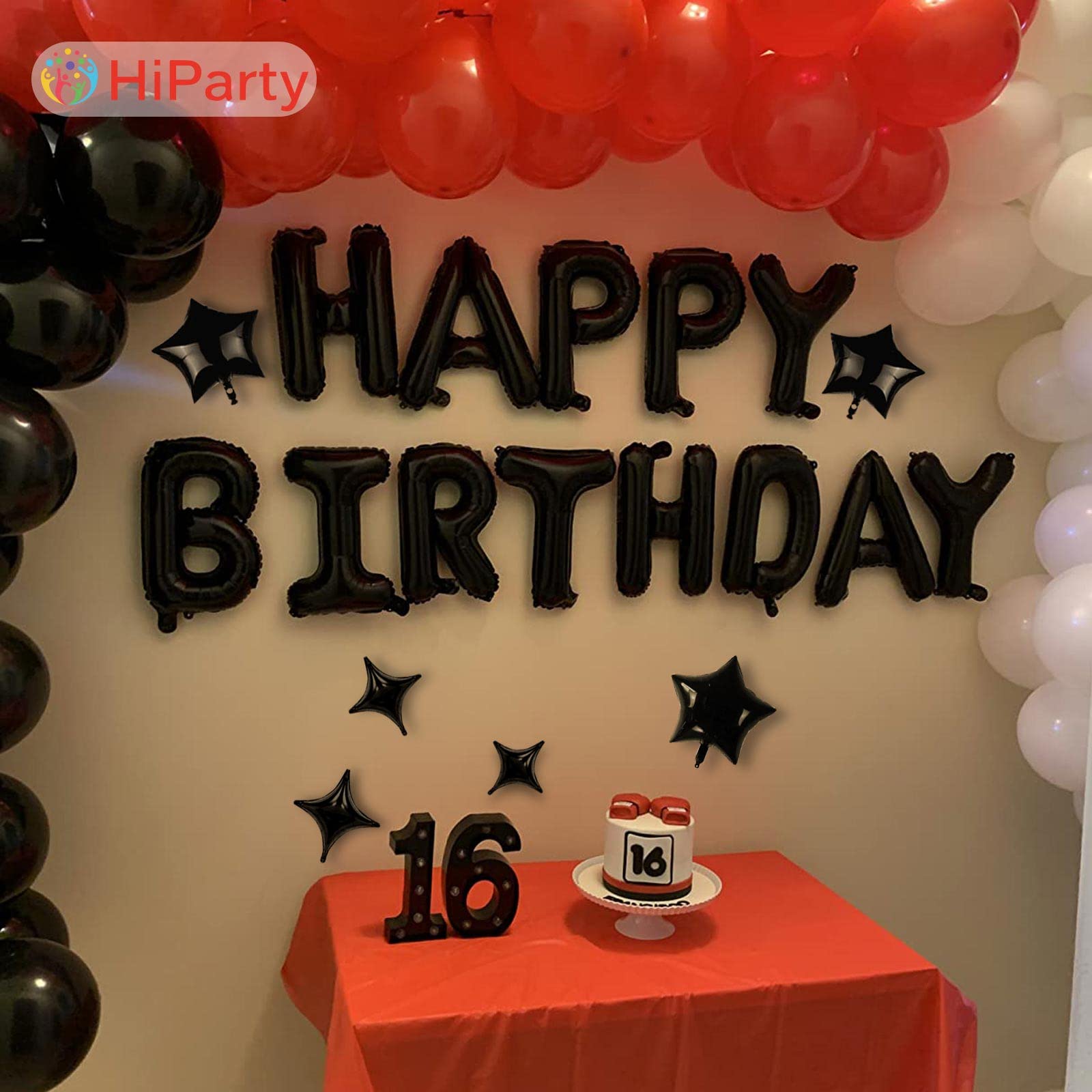 3D Mylar Foil Letter Happy Birthday Balloons Banner Set with 6 Star Balloons - Birthday Party Decorations for Kids, Boys, Men & Adults - Perfect for Indoor/Outdoor Birthday Celebrations, Baby Showers & Anniversary Parties