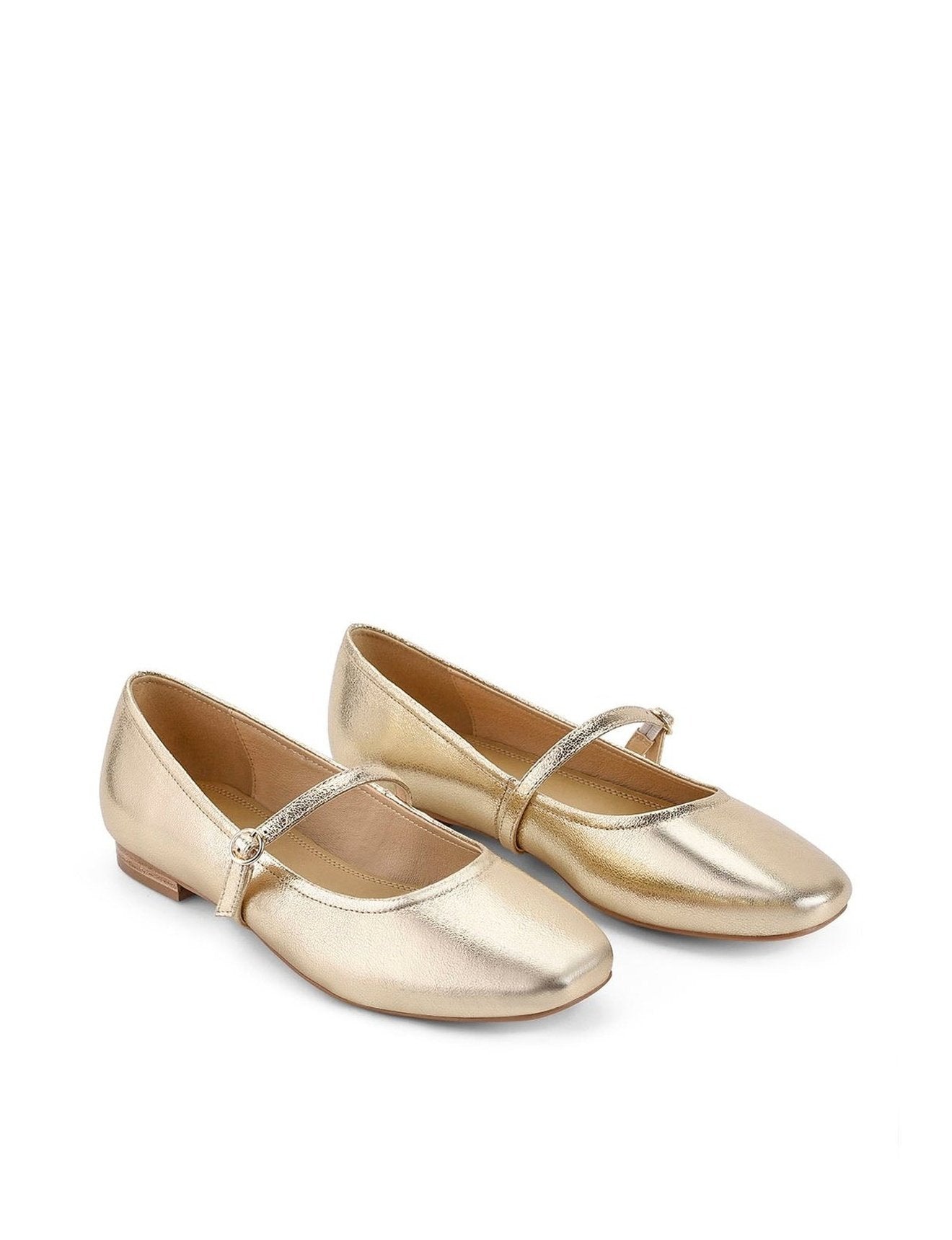 Rey Mary Jane Ballet Flats - Gold Metallic Leather Shoes for Women | Elegant Comfort & Style | Perfect for Weddings, Parties & Office Wear