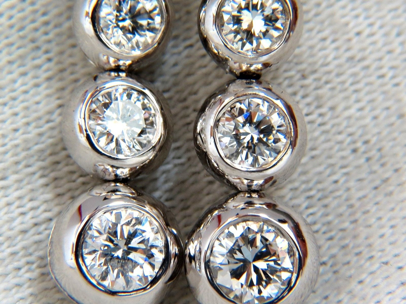 2.04ct Natural Round Diamond Bezel Flush 5-Tier Dangle Earrings – Elegant Jazz Style for Women | Perfect for Weddings, Parties & Special Occasions