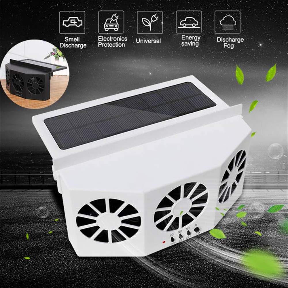 Rechargeable Solar Car Fan - Dual Air Outlet Window Ventilation Cooler for Summer | Keep Your Car Cool & Fresh with Solar Power | Perfect for Road Trips, Commuting & Outdoor Adventures