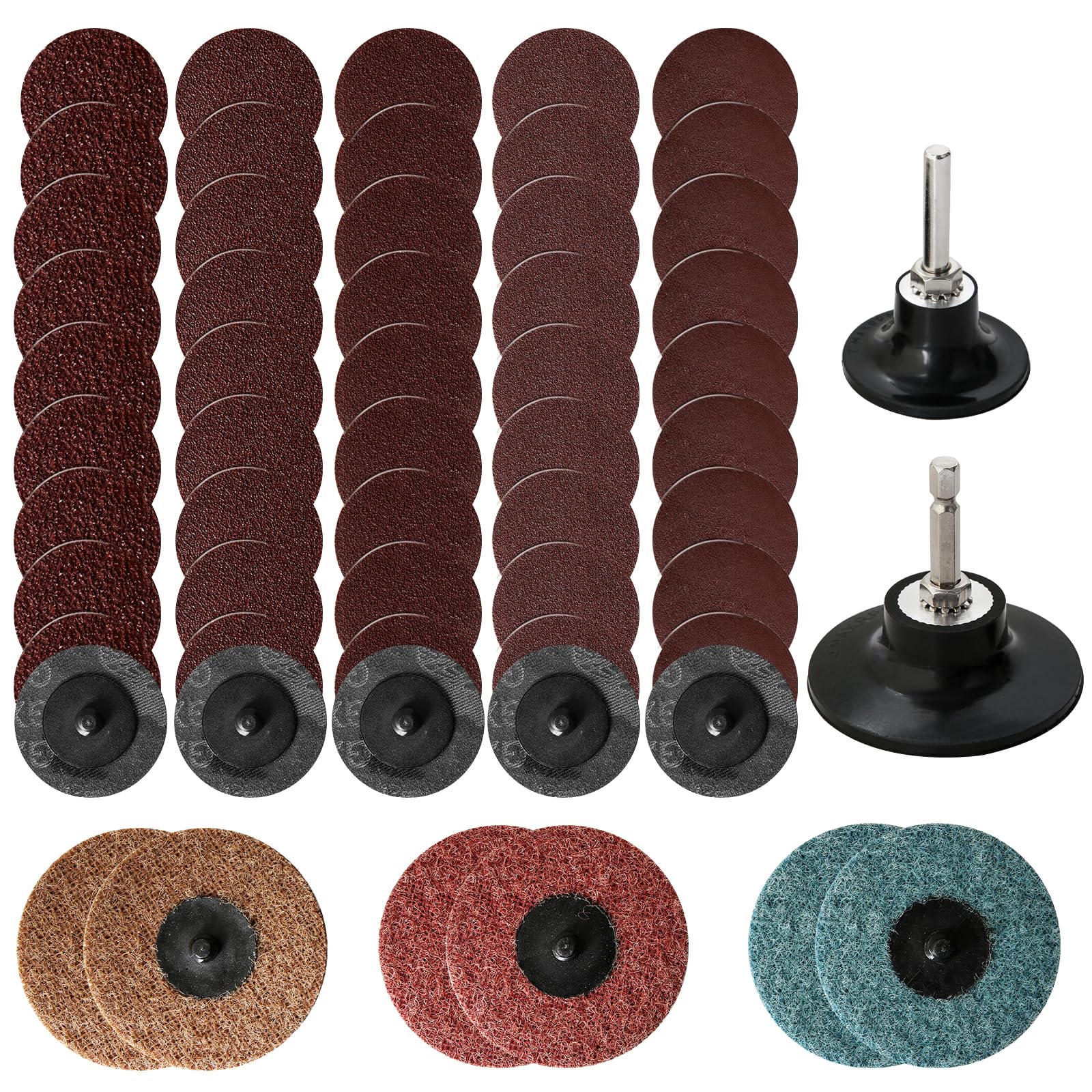 60Pcs 2 & 3 Inch Quick Change Sanding Discs Set with 1/4