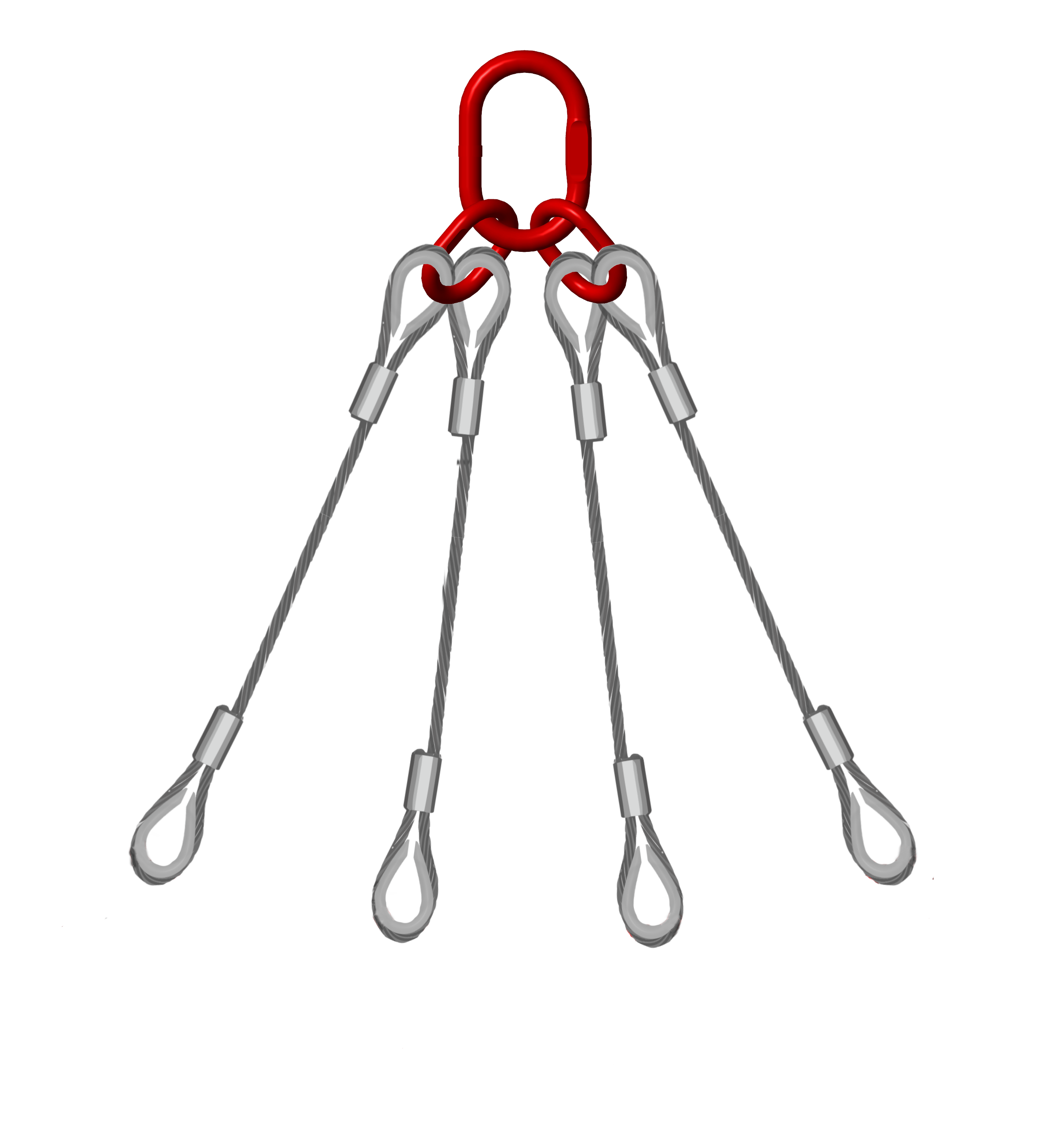14mm 4-Leg Wire Rope Sling - 5.3 Ton Capacity - Heavy Duty Lifting Equipment for Construction, Rigging & Marine Applications