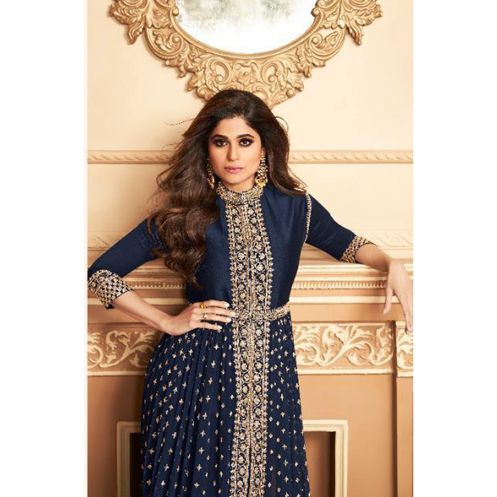 Elegant Embroidery Designer Silt Anarkali Gown Suits for Women | Traditional Indian Party Wear | Perfect for Weddings, Festivals & Special Occasions
