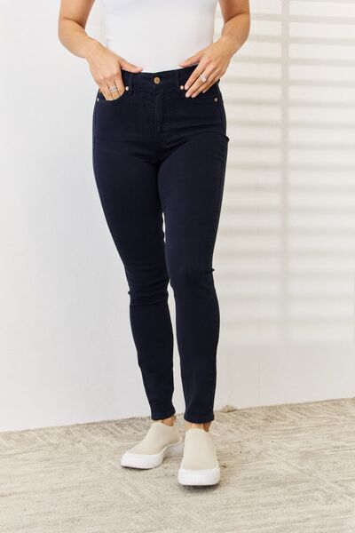 Judy Blue High Waisted Tummy Control Skinny Jeans for Women - Stretch Denim, Garment Washed, Comfort Fit (Plus Size Available) - Perfect for Work, Date Night & Casual Outings
