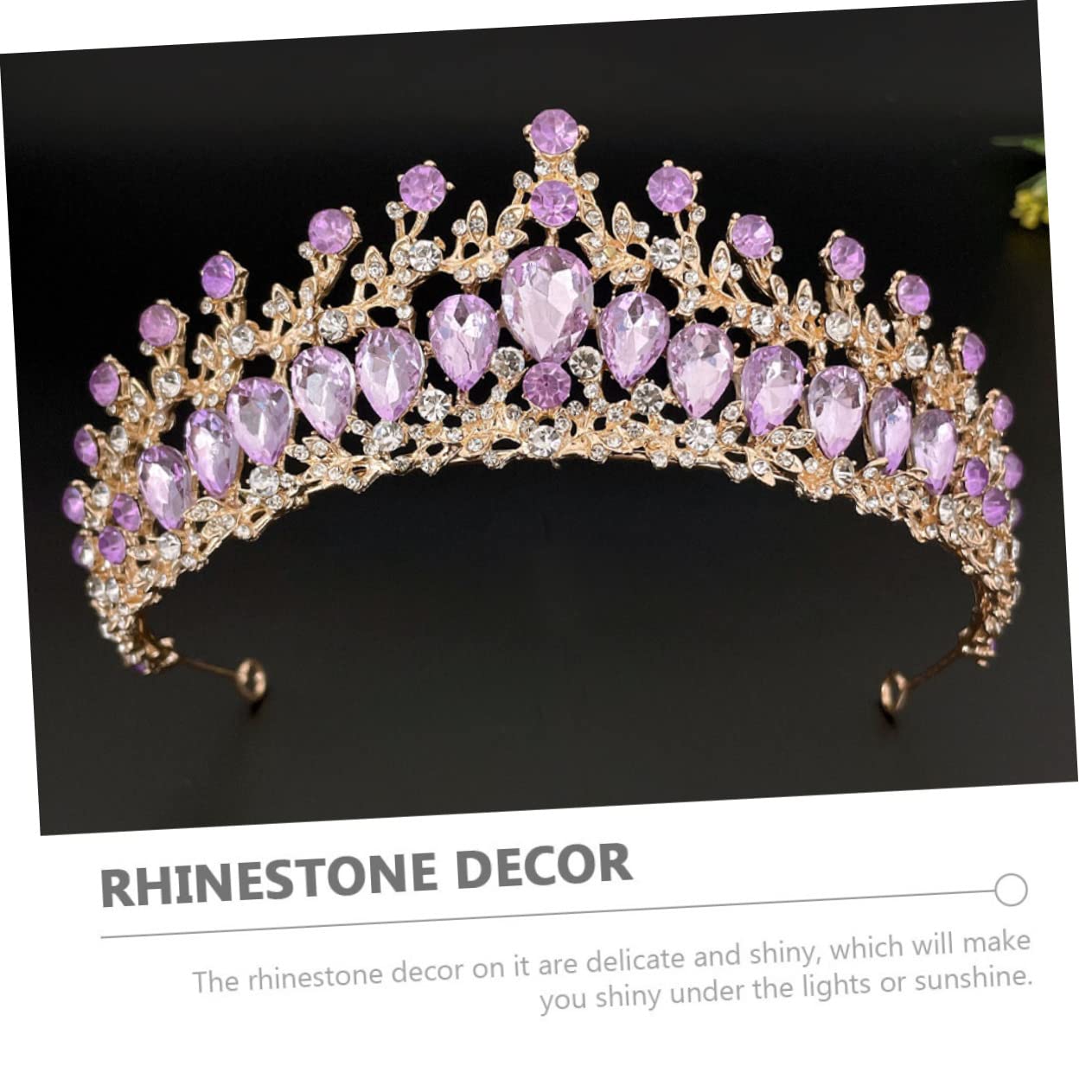 Elegant Purple Rhinestone Tiara Crown for Women - Wedding Bride Headpiece with Crystal Decor, Zinc Alloy European Hair Accessories | Perfect for Bridal Showers, Prom, Pageants & Special Occasions