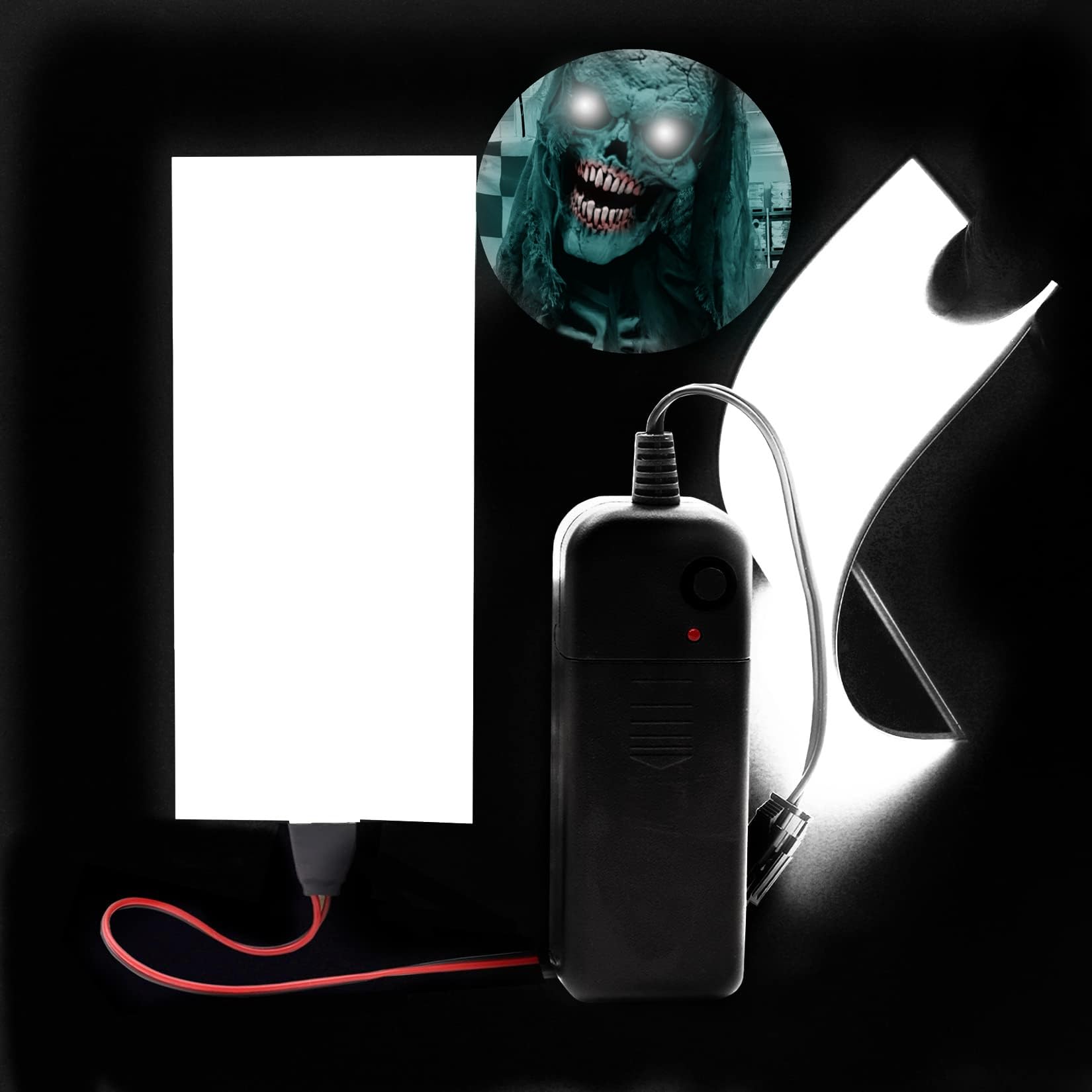 Ourbest Electroluminescent EL Sheet Light - 3 Modes (Stay On/Slow Flash/Fast Strobe), 12cm x 5cm DIY Neon Panel, Cuttable Lamp for Cosplay, Room Decor, Halloween Costume, Rave Parties (White)