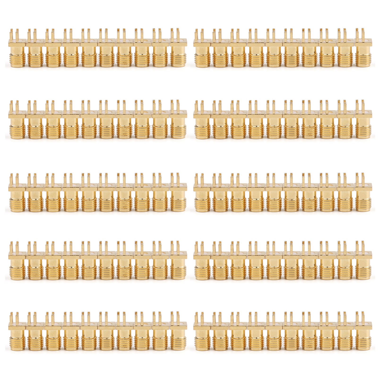 100 Pcs SMA Female Bulkhead Connector - Solder Deck PCB Clip Edge Mount RF Coaxial Adapter for Antenna, Router, and Ham Radio Applications