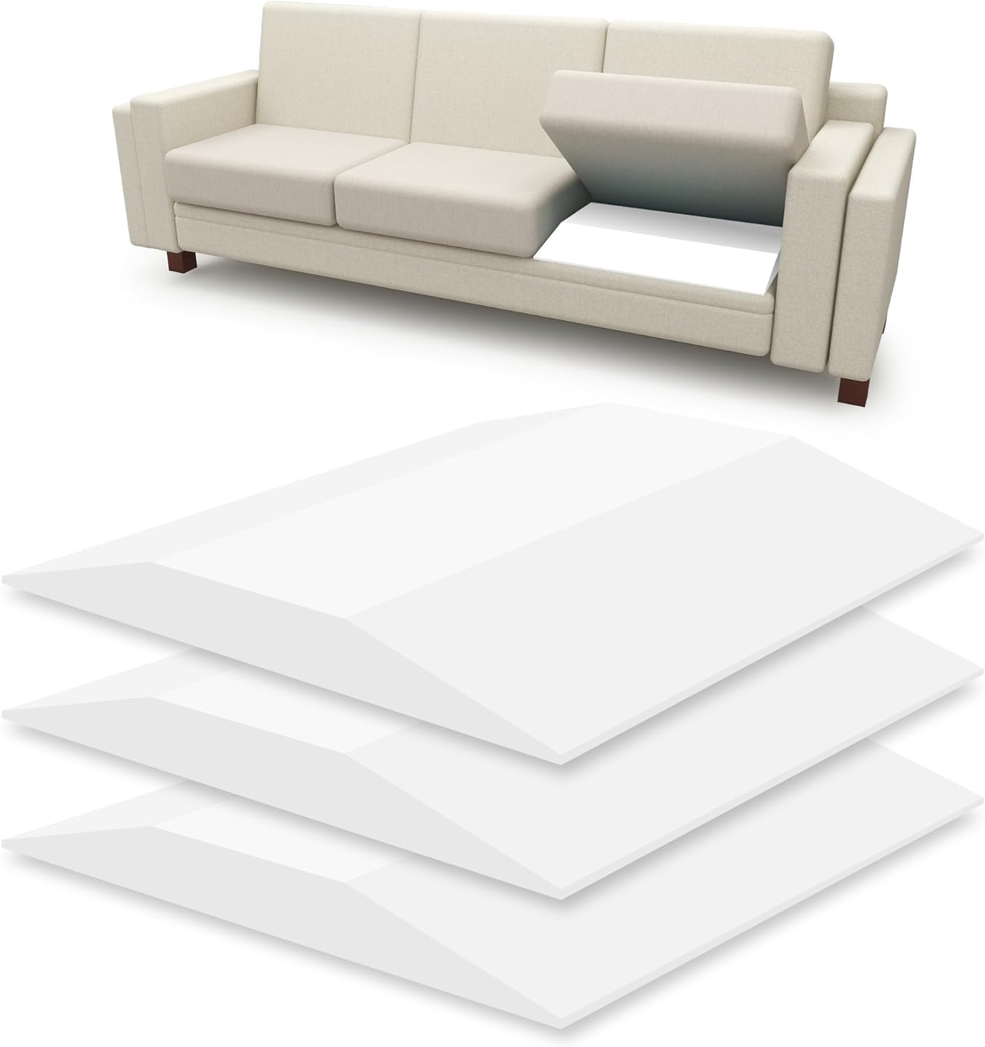 High-Density Foam Seat Cushion Replacement (1.8 Density 44-ILD) - White Sofa Couch Loveseat Chair Support Cushion - Sag Repair & Reinforcement - 24