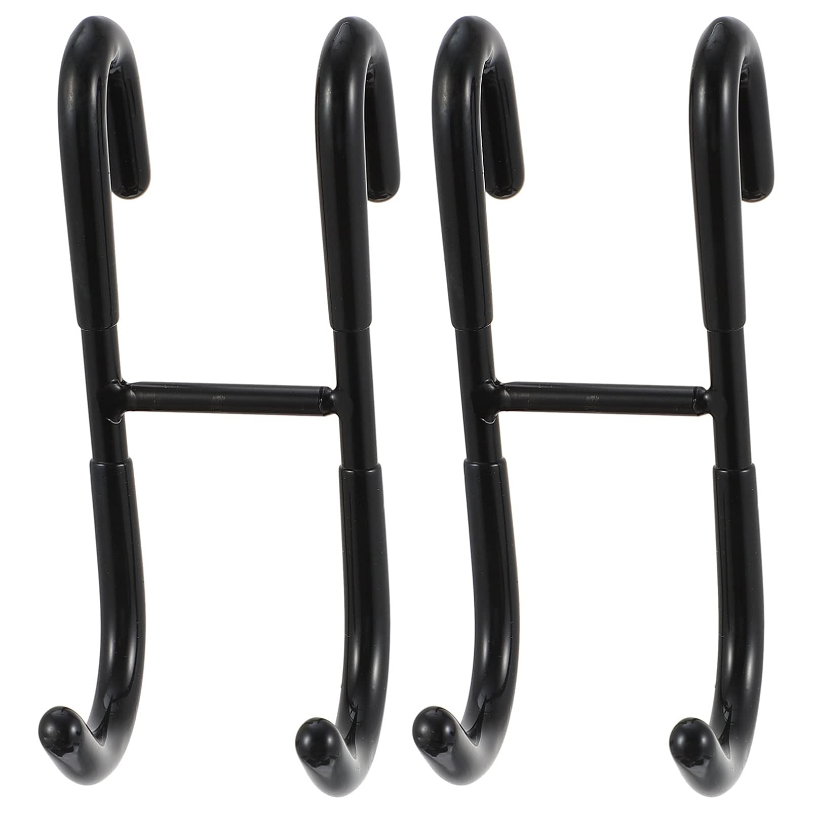 4PCS Black Glass Shower Door Hooks - Heavy Duty Over Door Towel Hooks for Frameless Shower Doors, Bathroom Accessories - Perfect for Hanging Towels, Robes & Loofahs in Modern Bathrooms