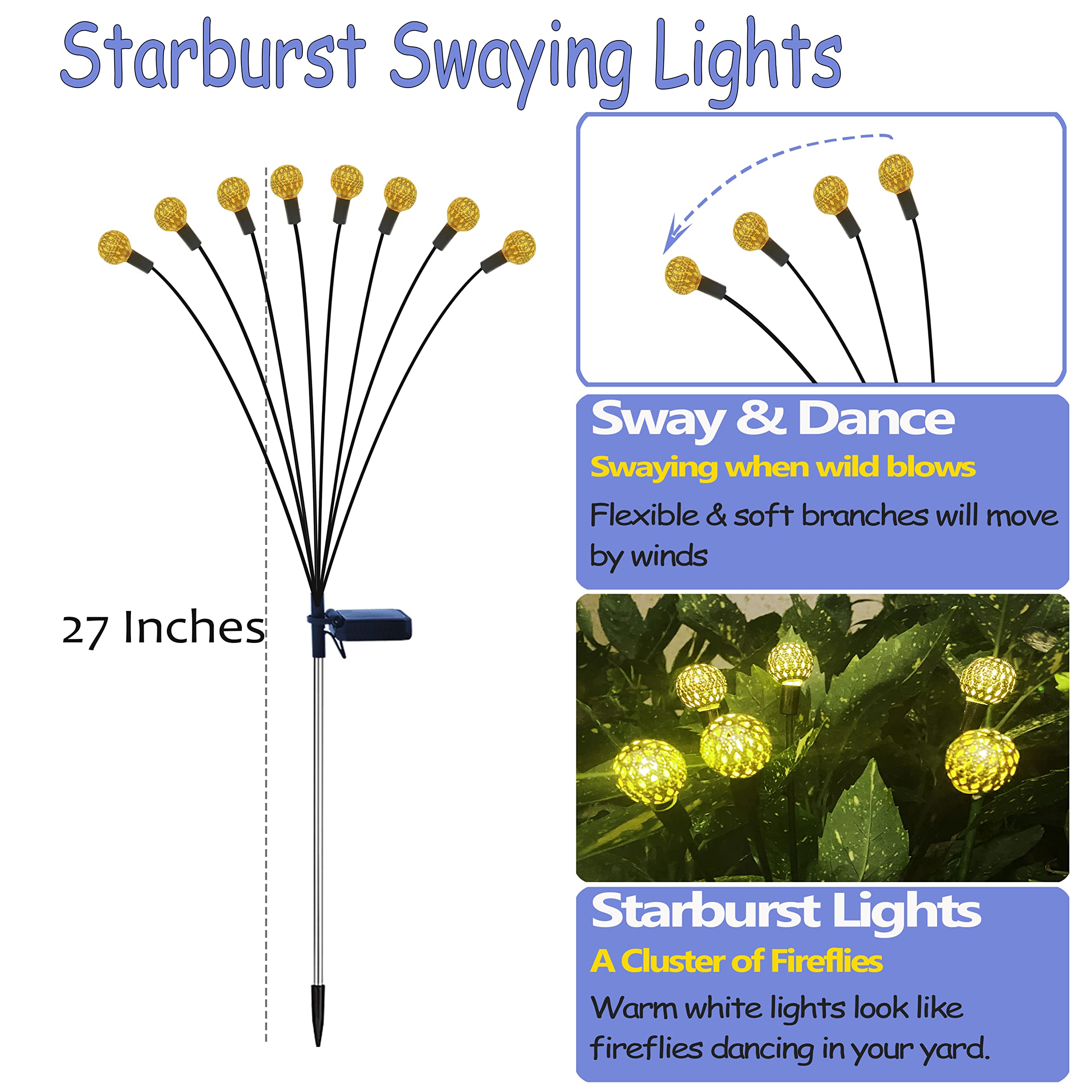 ANGMLN Solar Firefly Lights - Waterproof Outdoor Christmas Decorations for Garden, Yard, Patio & Pathway | Energy-Efficient Solar Powered LED String Lights | Perfect Holiday Gift for Family & Friends | Create Magical Ambiance for Parties, Weddings & Festive Celebrations