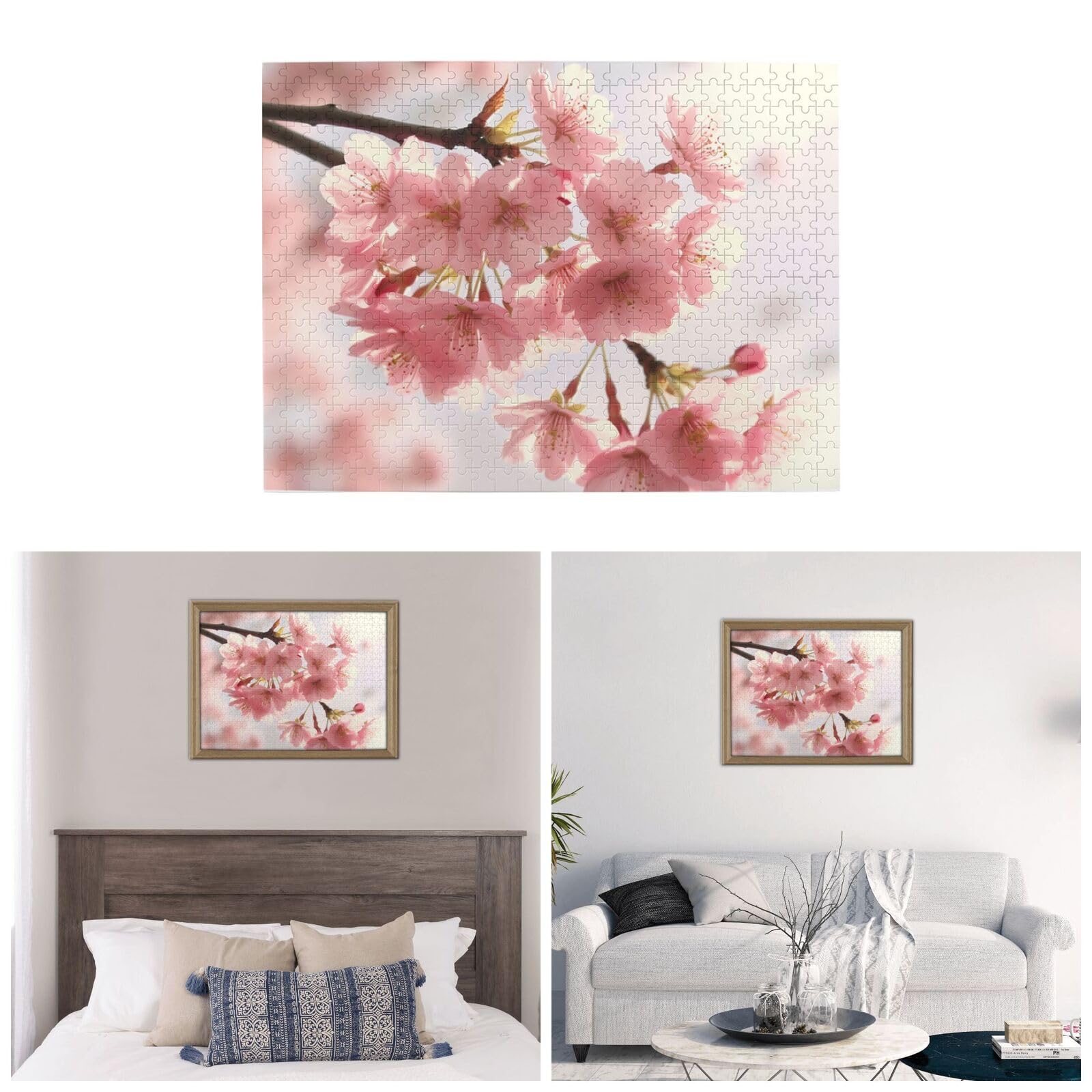 500 Piece Cherry Blossom Jigsaw Puzzle for Adults - Personalized Wooden Photo Puzzle with 20.4
