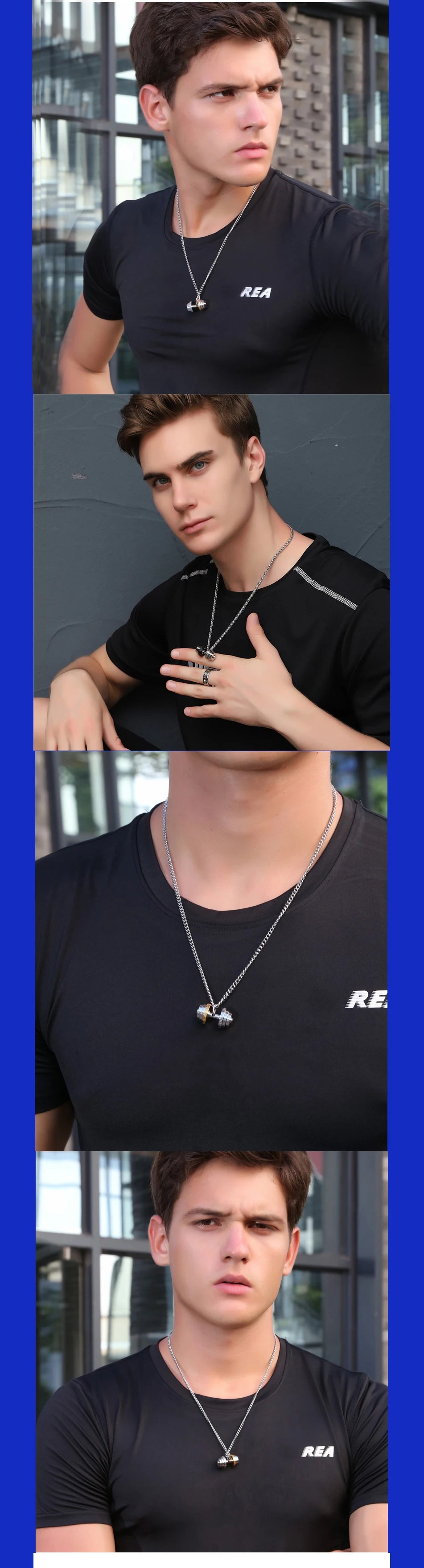 Stainless Steel Barbell Necklace for Men - Gym Jewelry & Couple Pendant - Durable Fashion Necklace for Workout Lovers & Gift Giving