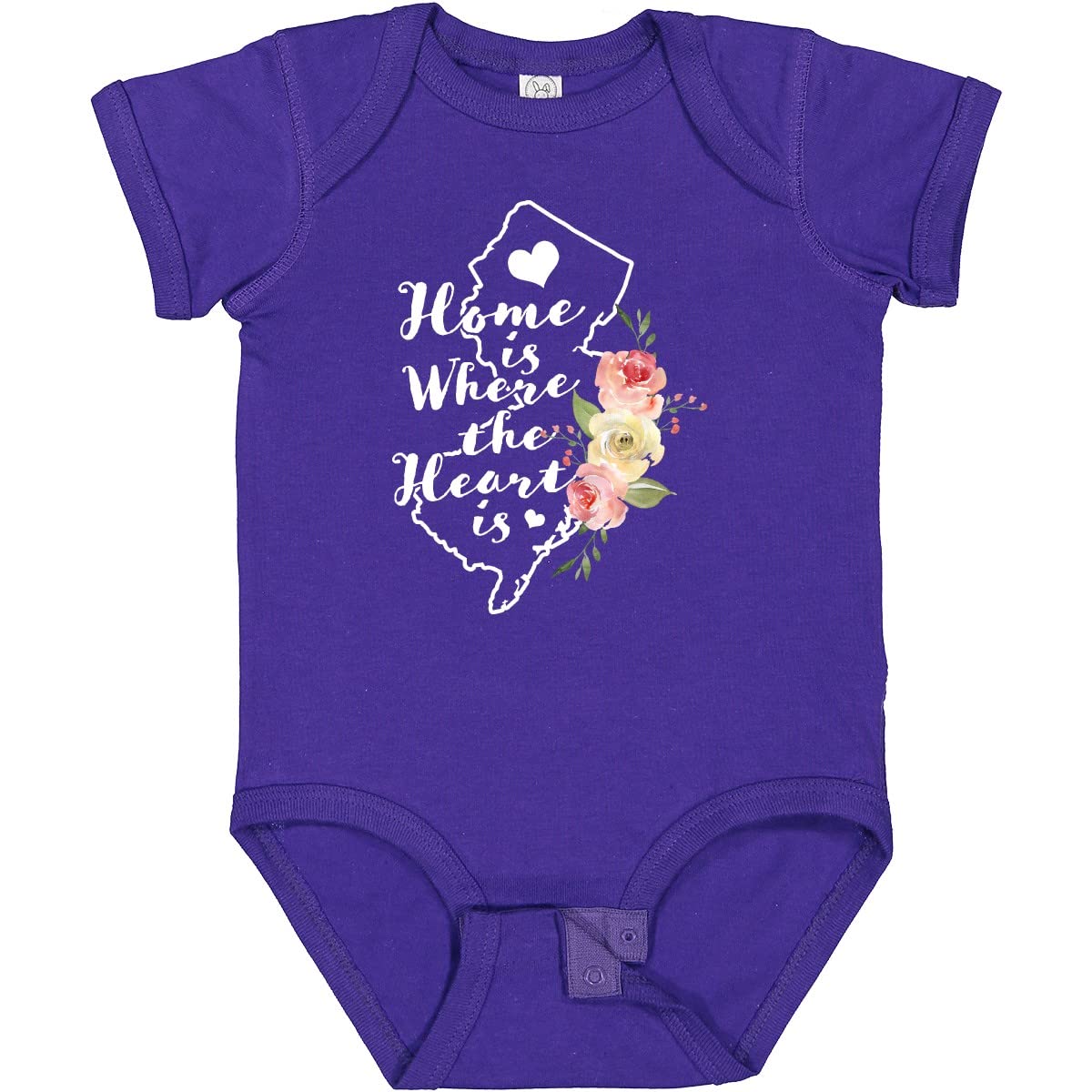 Inktastic New Jersey Home is Where The Heart is Watercolor Baby Bodysuit - Soft Cotton Infant Onesie for Boys & Girls - Perfect for Family Photos, Holidays & Everyday Wear