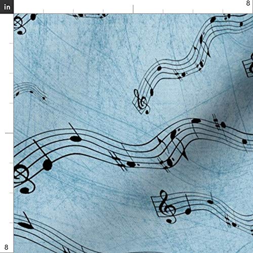 Premium Spoonflower Fabric - Blue Music Notes Printed on Soft Minky Fabric by The Yard - Perfect for Sewing Baby Blankets, Quilt Backing & Plush Toys | DIY Nursery Decor & Cozy Home Projects