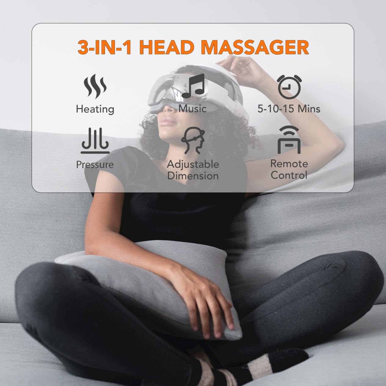 Breo iDream3 Rechargeable Head Massager with Scalp Massage & Remote Control - Relaxing Head and Neck Massager for Stress Relief, Tension Headaches - Perfect for Home, Office & Travel Use
