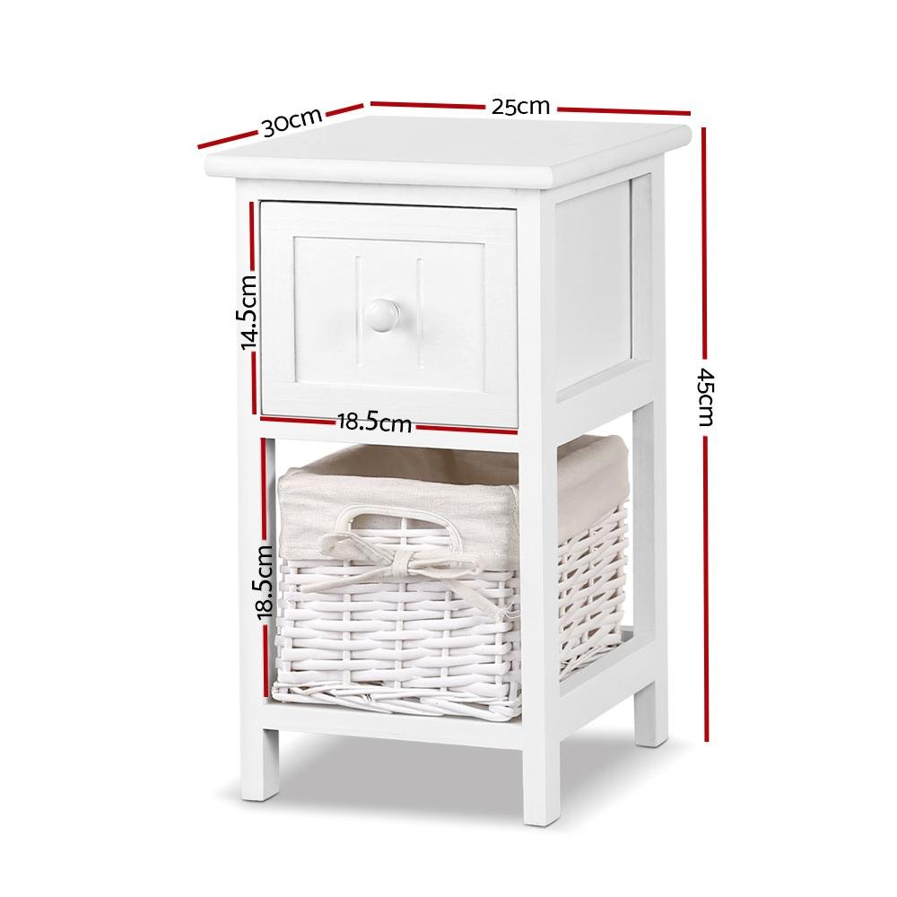 2-Pack White Rustic Nightstands - Solid Wood Bedside Tables for Bedroom, Living Room, or Office - Perfect for Storage & Decor