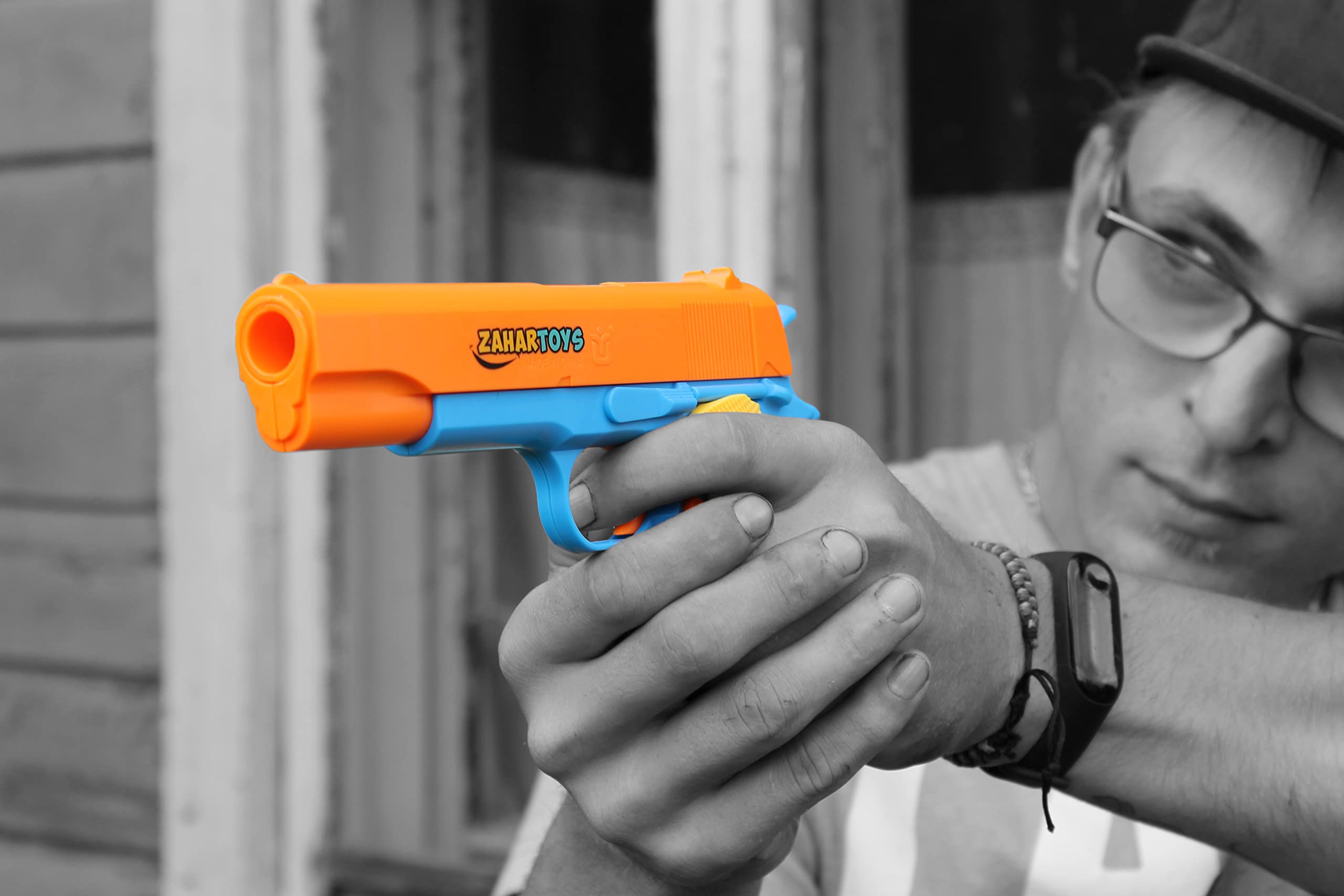 Colt 1911 Toy Gun for Kids - Realistic Foam Bullet Blaster with Ejecting Magazine & Slide Action | Orange Safety Barrel for Training, Target Practice & Outdoor Play | Perfect for Nerf Battles, Backyard Games & Pretend Play