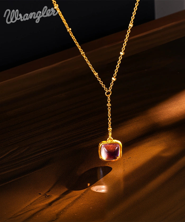 Wrangler Gold Plated Minimalist Pendant Necklace & Earrings Set for Women - Elegant Jewelry Gift for Birthday, Anniversary & Everyday Wear