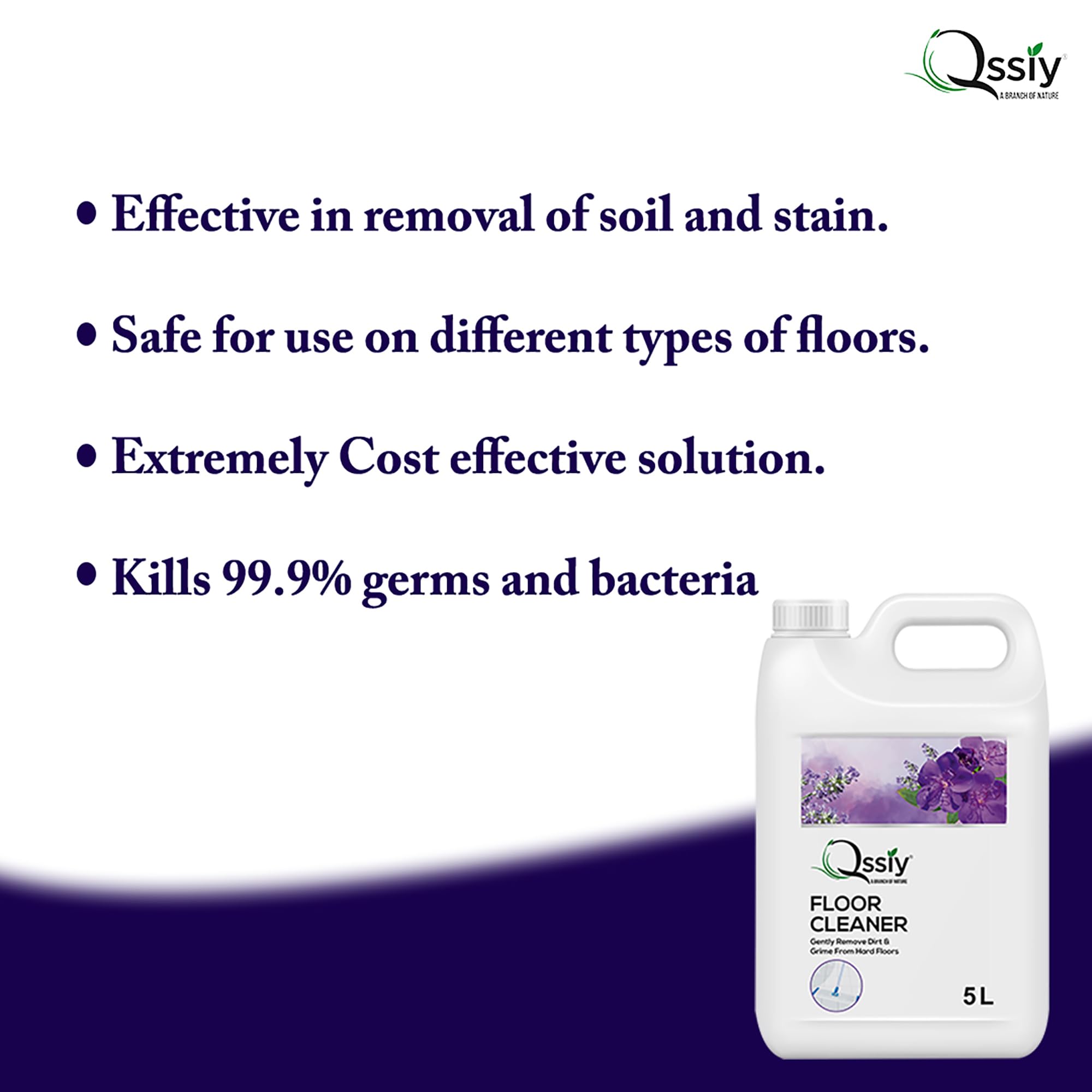 Qssiy Non-Toxic Surface Cleaner & Floor Cleaner Liquid - 5L Lavender Scented Bathroom Tile Cleaner | Skin-Friendly Formula for Kitchen, Bathroom & Hard Floors | Multi-Surface Cleaning Solution for Homes & Offices