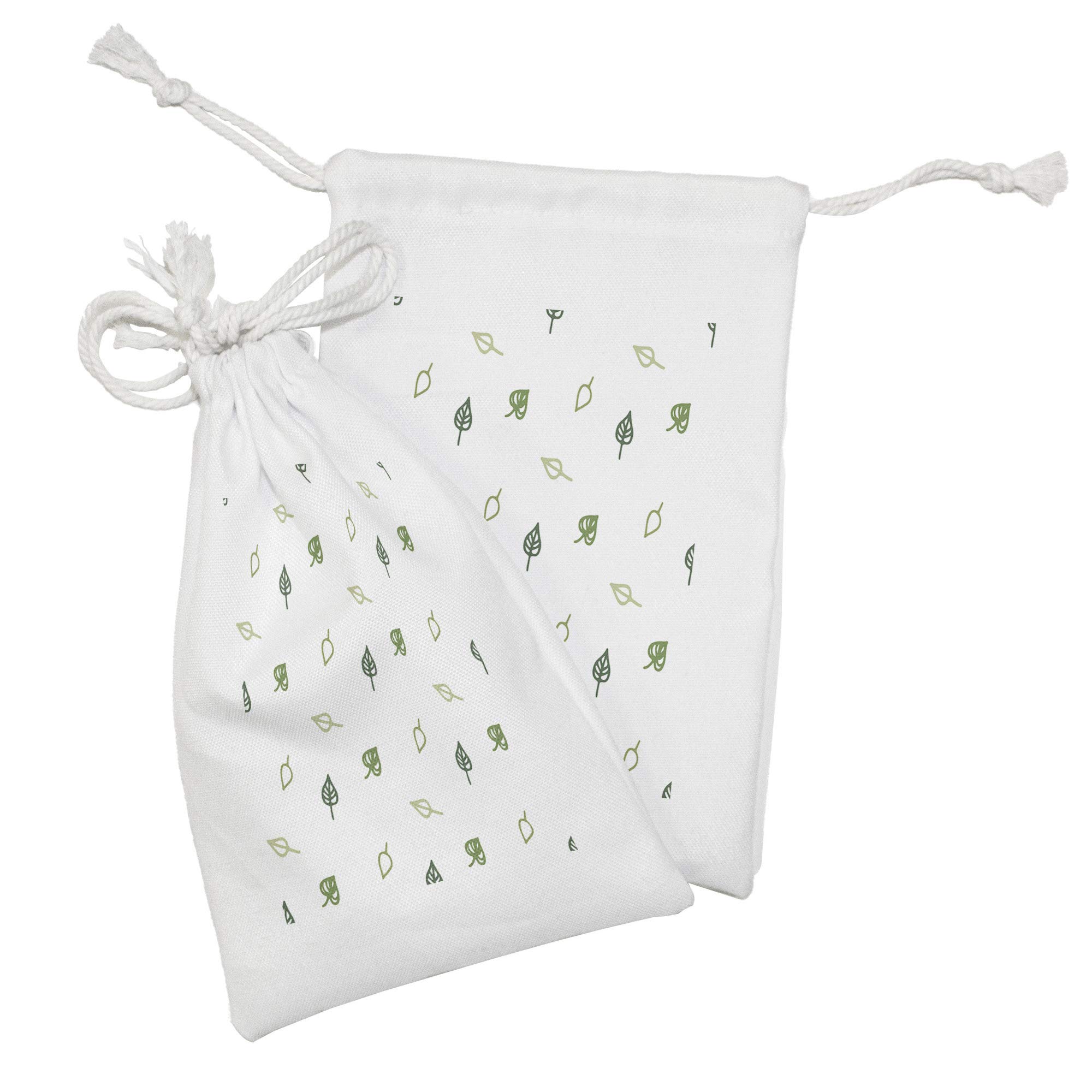 Ambesonne Leaf Fabric Pouch Set of 2 - Modern Minimalist Abstract Leaf Print Drawstring Bags for Toiletries, Masks & Party Favors (9