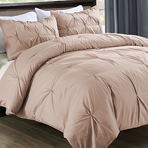 Lotus Home Water & Stain Resistant Pintuck Comforter Mini Set - Twin Size Taupe 2-Piece Bedding Set for Cozy Bedroom Decor & Guest Room Essentials