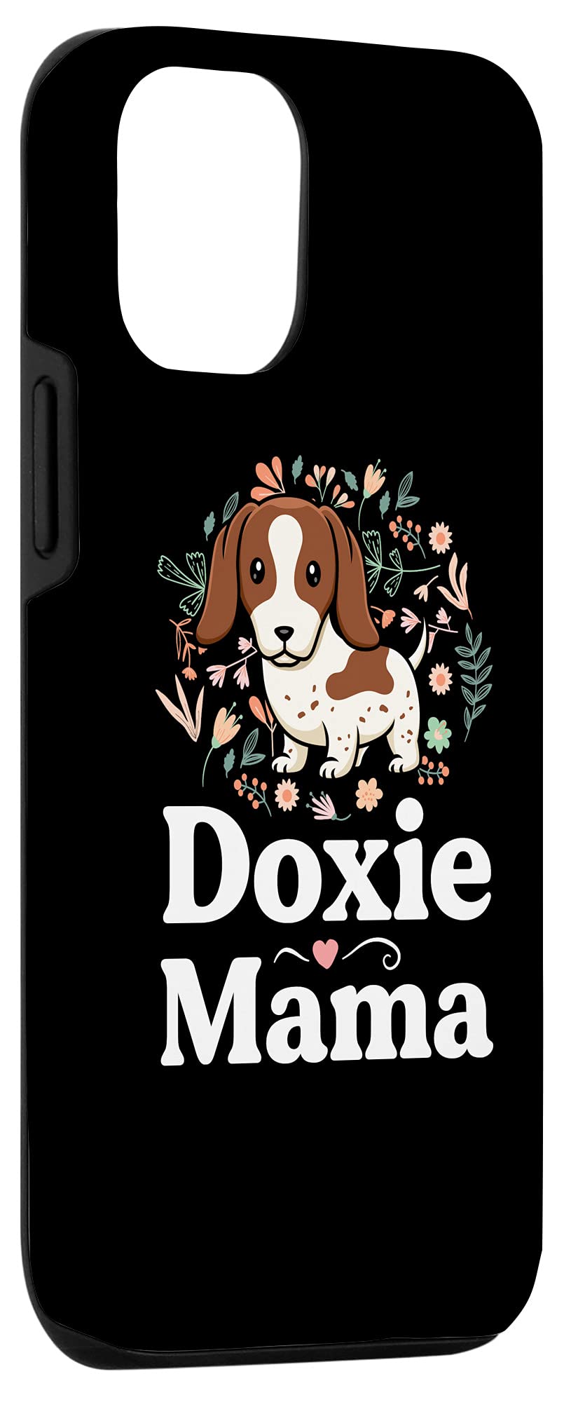 iPhone 12/12 Pro Case - Cute Piebald Dachshund Floral Design for Dog Lovers | Perfect Gift for Doxie Moms | Protective Phone Cover for Work, Travel & Daily Use