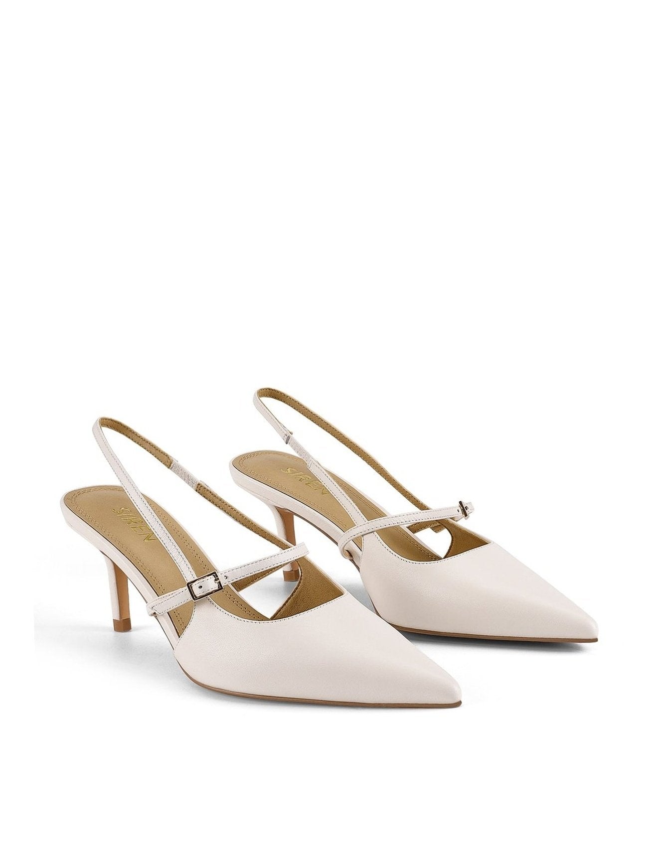 York Slingback Heel - Women's Chalk Leather Chunky Block Heels for Work, Party & Date Night | Comfortable Dress Shoes for Office, Wedding & Evening Out
