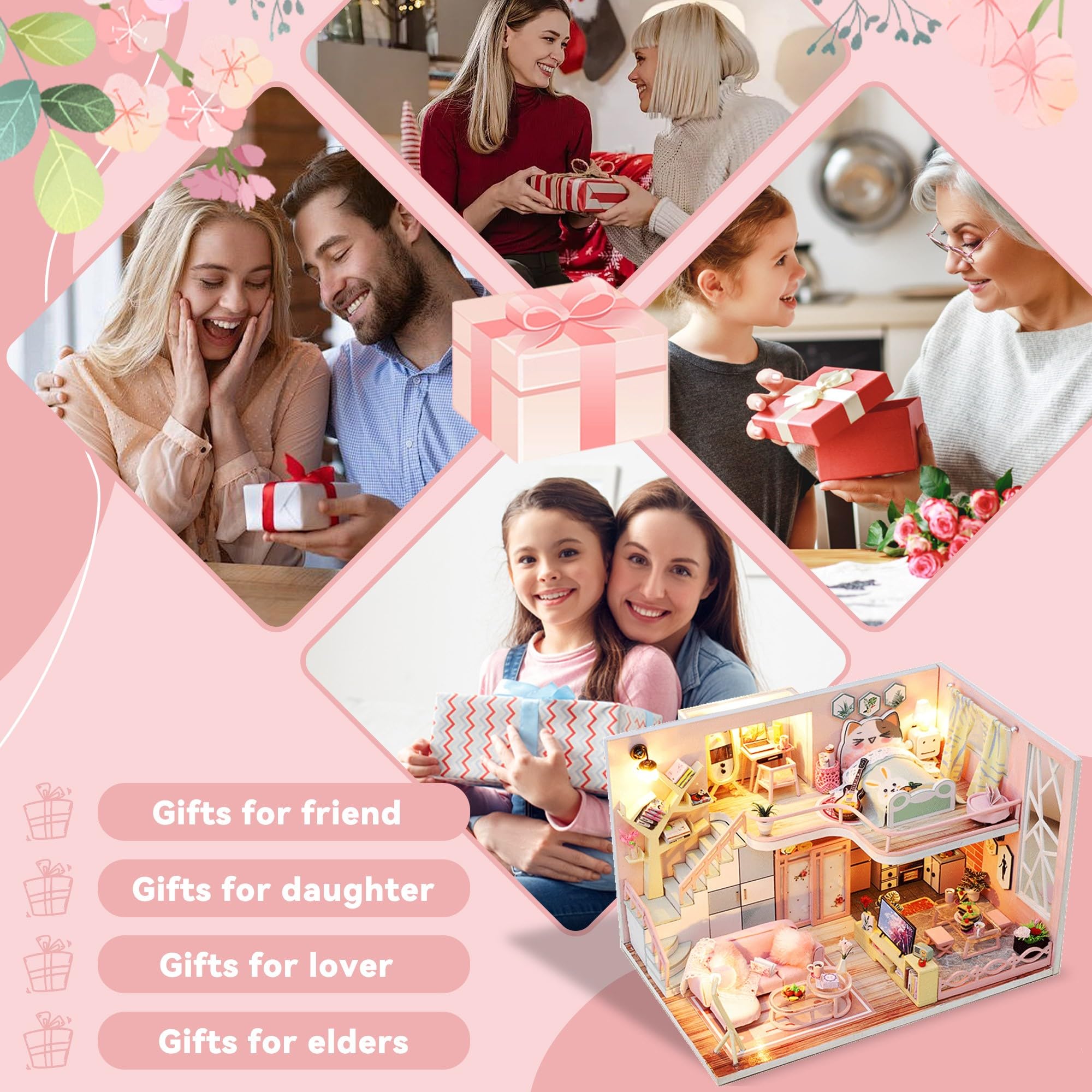 Flever DIY Miniature Dollhouse Kit - Creative Room with Furniture for Valentine's Day Gift (Blossom Stories) | Perfect for Home Decor, Collectors & Romantic Surprises