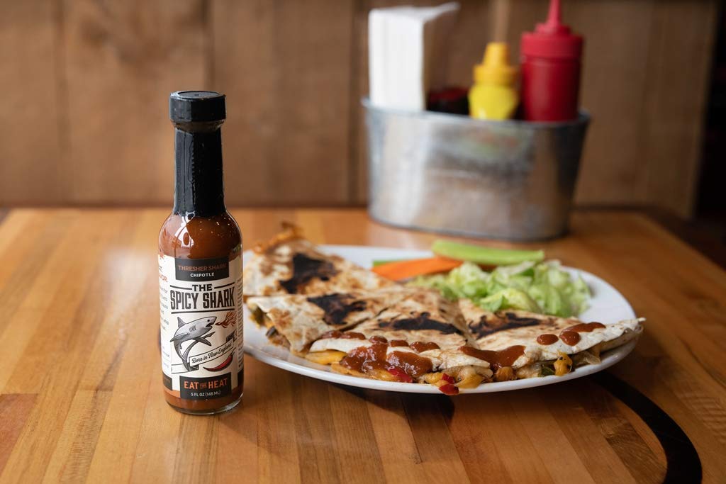 The Spicy Shark Thresher Shark Hot Sauce - Vegan, Gluten-Free, Made in USA - Featured on Hot Ones Show - Perfect for Wings, Tacos & Spicy Food Lovers