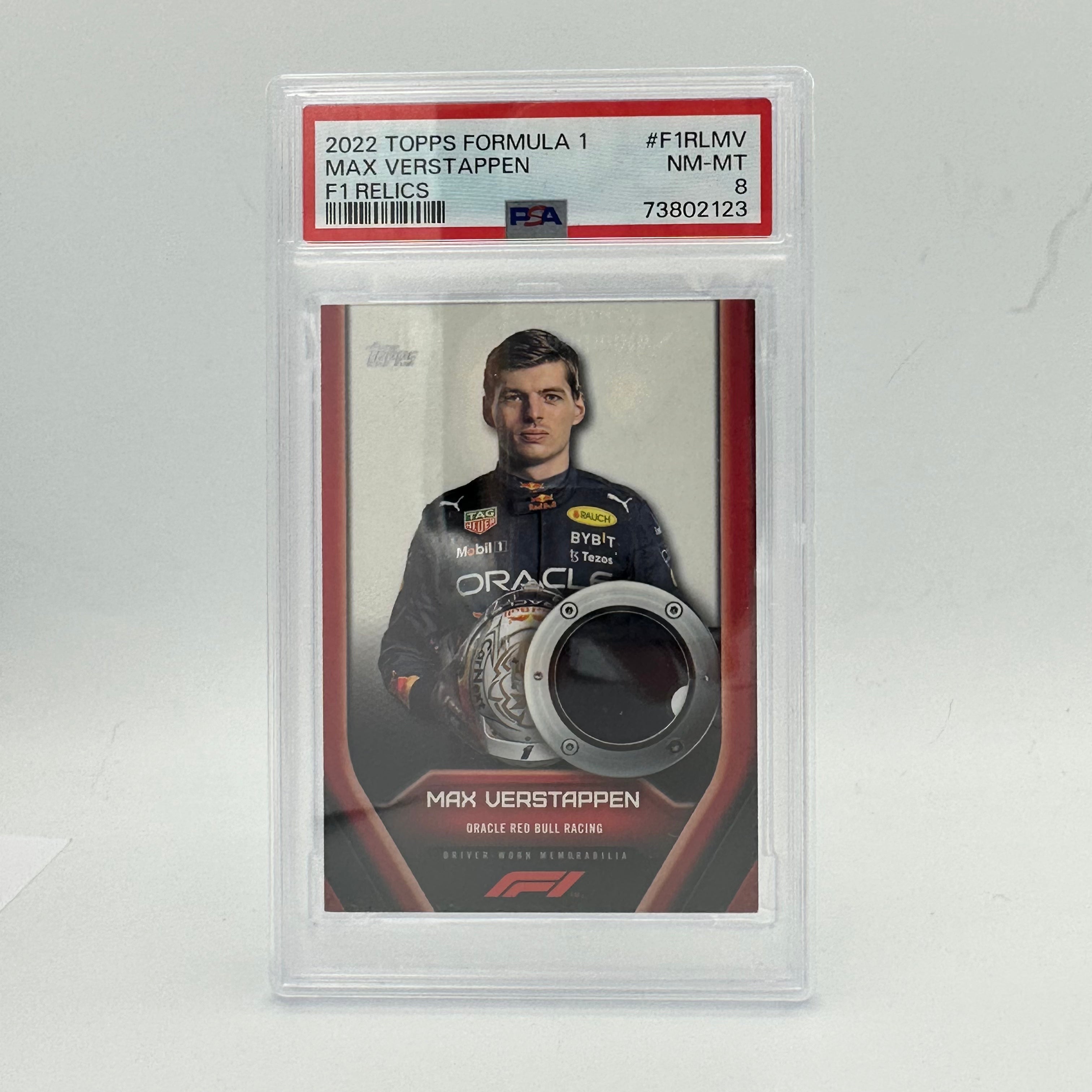 PSA 8 MAX VERSTAPPEN #F1RLMV Relic Card - Authentic Formula 1 Racing Collectible for Fans & Memorabilia Enthusiasts