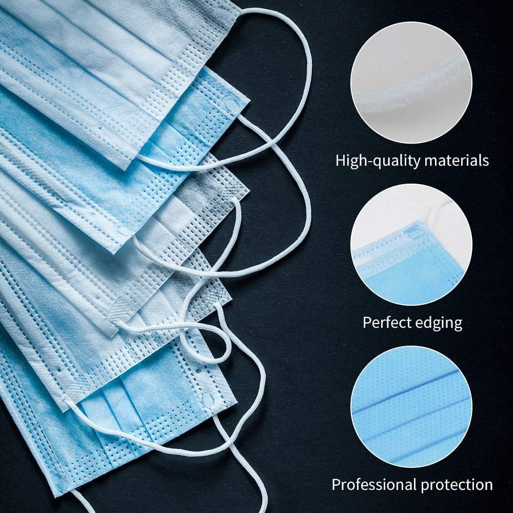 Lamy 50 Disposable Face Masks 3-Ply Blue for Men & Women - Daily Protection & Comfort