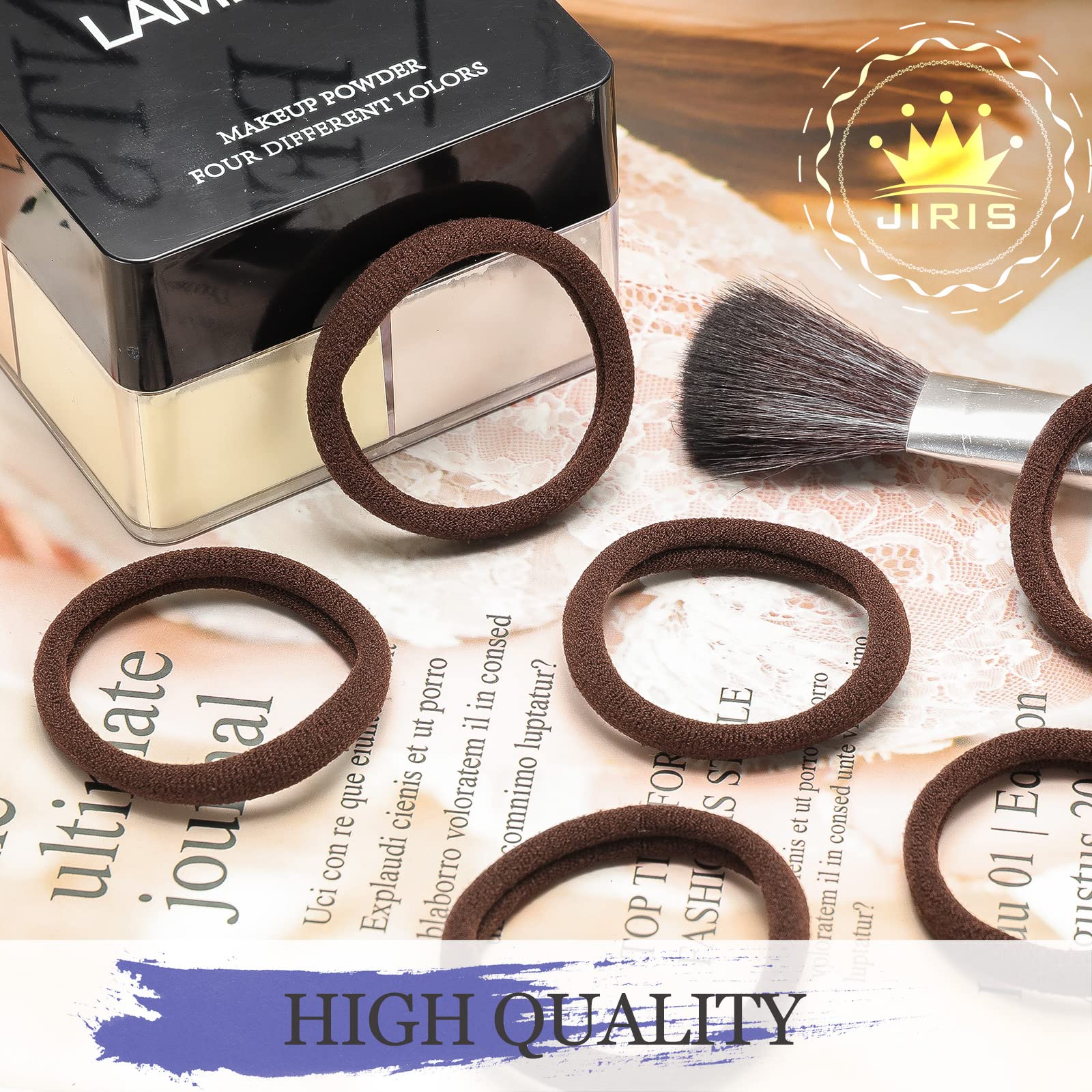 50Pcs Brown Hair Ties for Women & Girls - Soft Cotton Seamless Ponytail Holders, No Crease No Damage Hair Elastics for Thick, Heavy & Curly Hair - Perfect for Workouts, Office & Everyday Use (Brown)