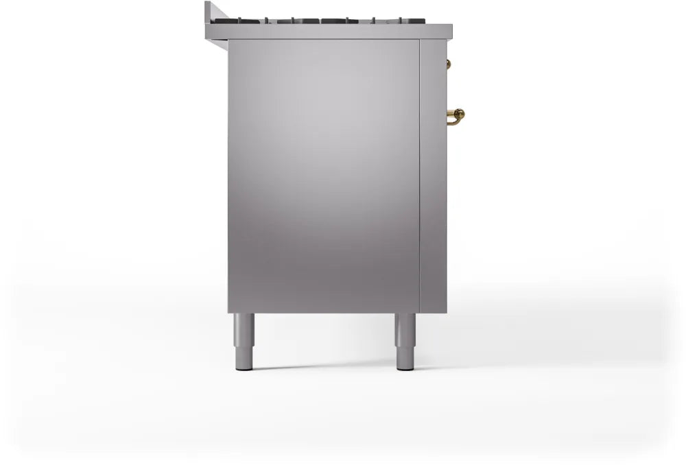 ILVE Nostalgie II 60-Inch Dual Fuel Natural Gas Range with Brass Trim - Stainless Steel Professional Stove for Gourmet Cooking | Perfect for Home Chefs & Luxury Kitchens