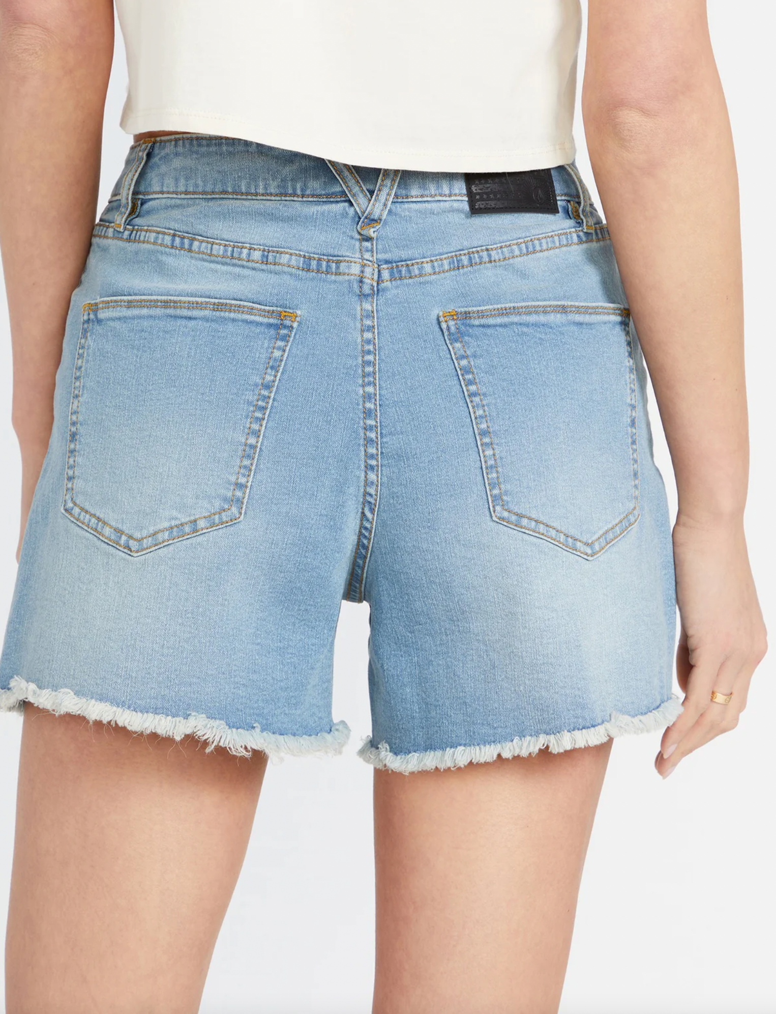 Volcom Women's Stone Step High Rise Shorts - Comfortable Stretchy Denim Shorts for Casual Wear & Summer Outfits
