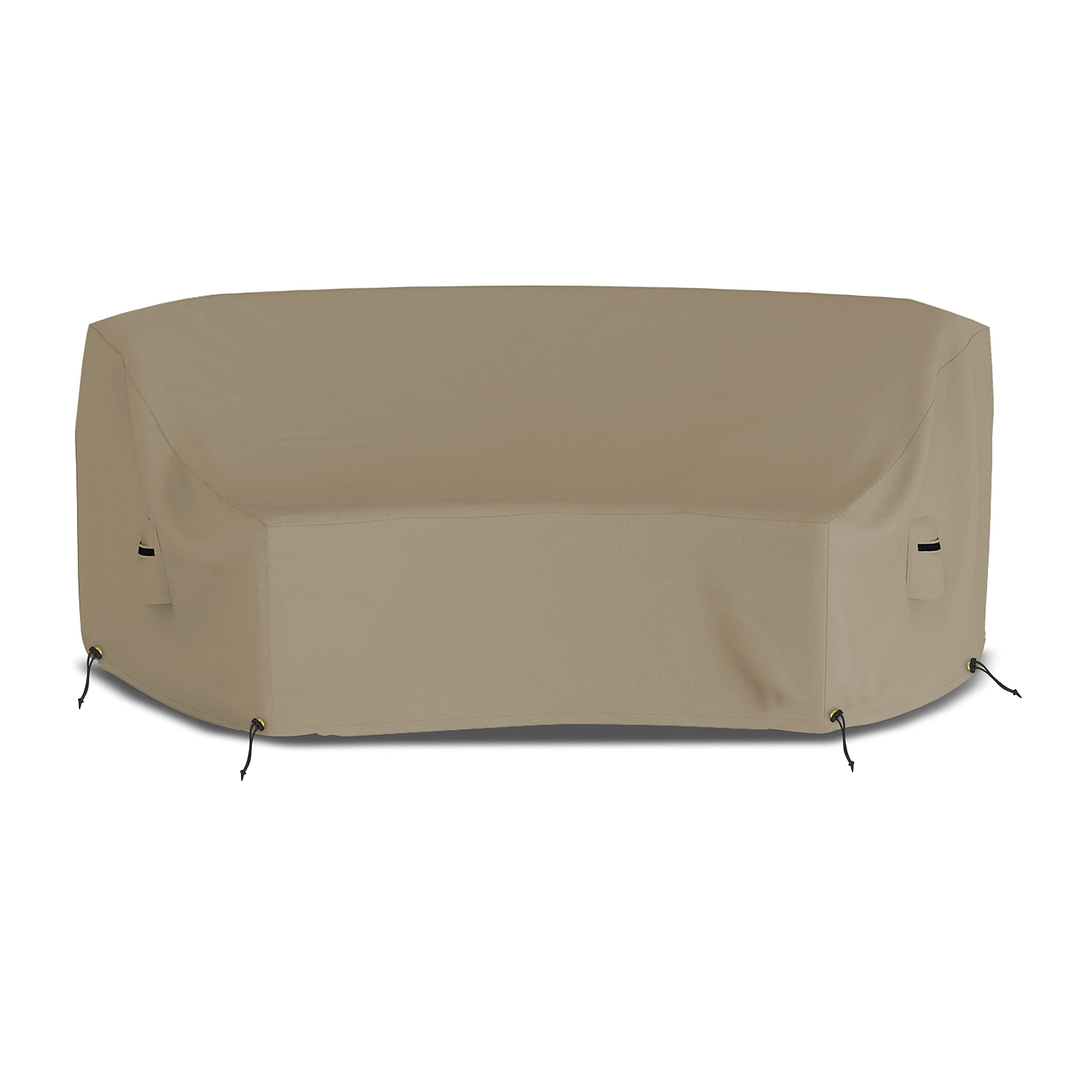 Premium Waterproof Curved Sofa Cover - 12 Oz Heavy-Duty UV Resistant Fabric - 90W x 34D x 32H x 46FL Beige - Perfect for Sectional Couches, L-Shaped Sofas & Living Room Furniture Protection