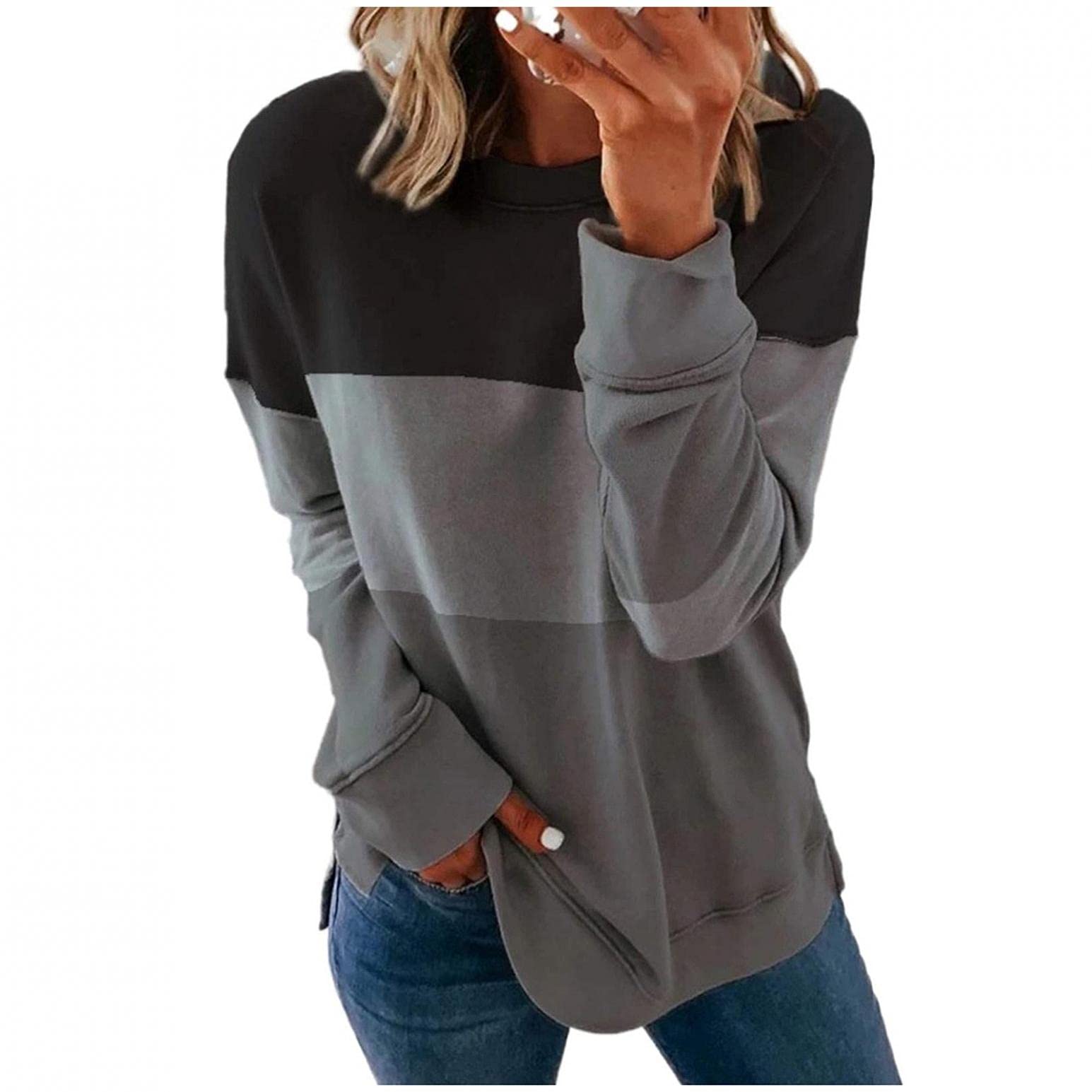 GUOBIOZIY Women's Casual Long Sleeve Graphic Hooded Tunic Top - Stylish Blouse for Leggings, Layering & Everyday Wear | Perfect for Work, Yoga & Fall Fashion