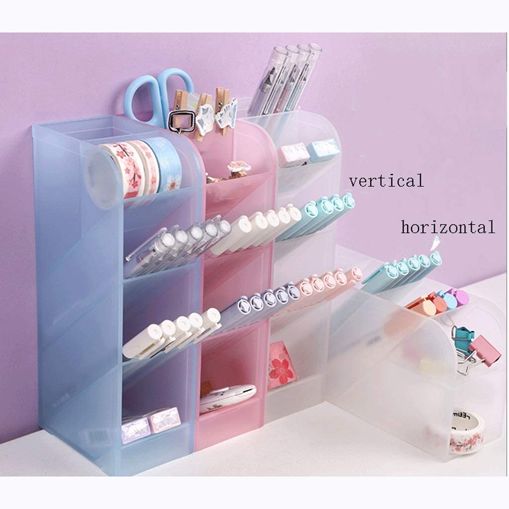 4-Compartment Plastic Inclined Pen Holder - Desk Organizer for Pencils, Pens & Office Supplies | Perfect for Office, School & Home Workspace Organization (Multiple Colors Available)