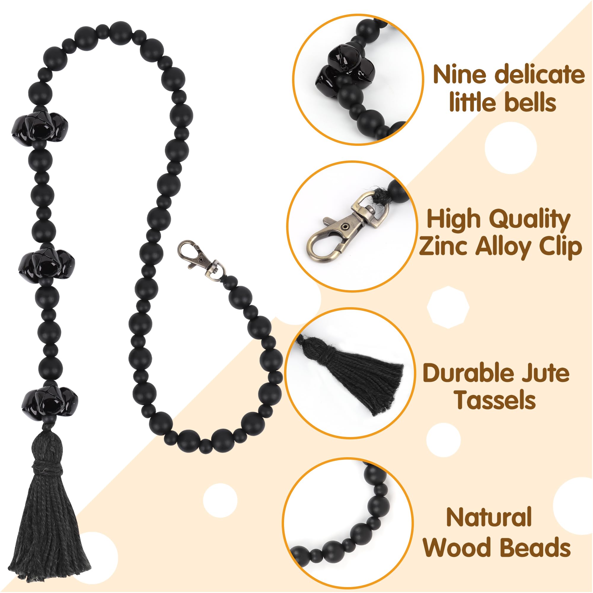 **Meplait Adjustable Dog Doorbell for Potty Training - 9 Bells Hanging Bell for Small, Medium & Large Dogs - Easy to Install, Durable & Pet-Friendly (Black) - Perfect for Indoor/Outdoor Use & Housebreaking Puppies**