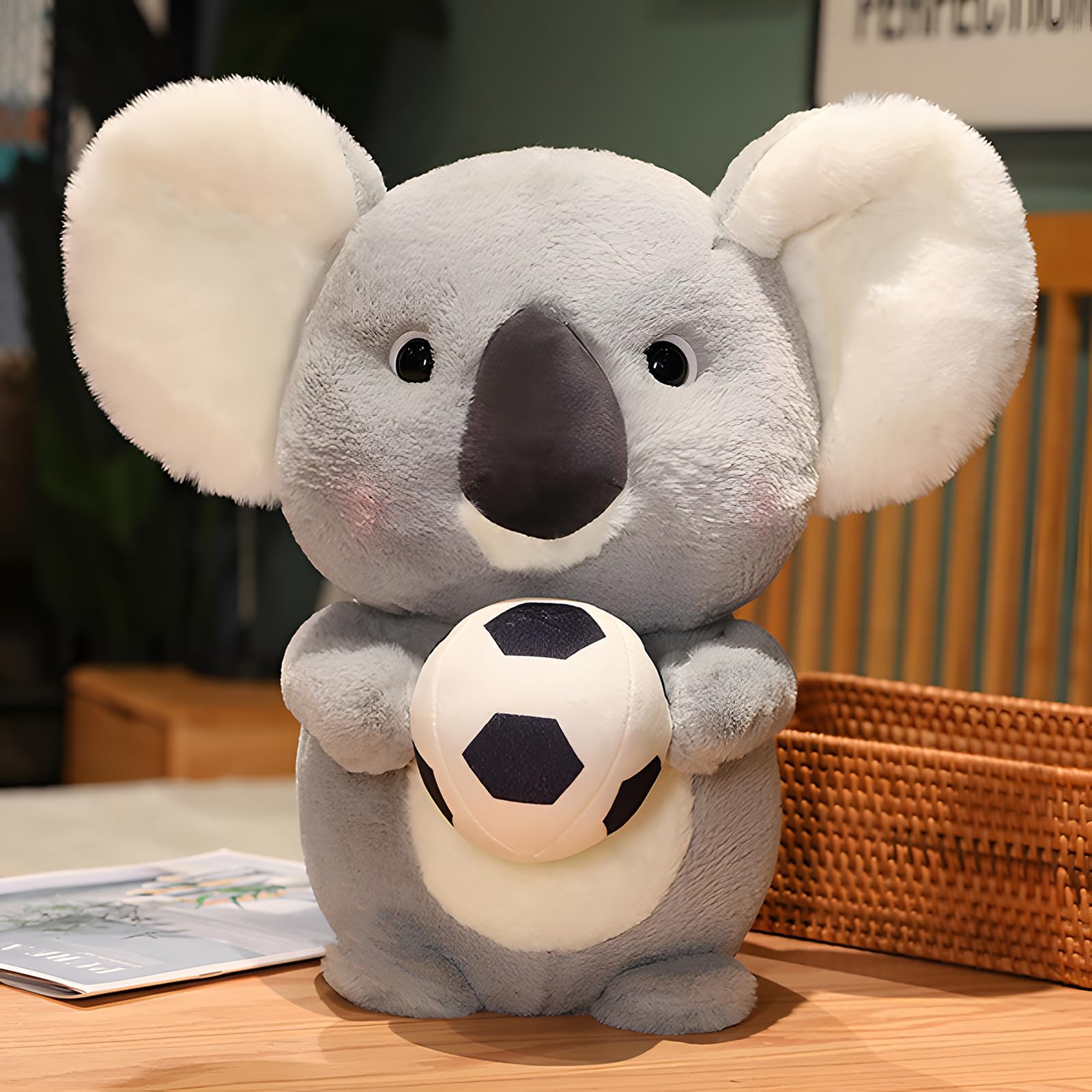 UBABER Chubbier Koala Bear Stuffed Animal - Soft Plush Toy with World Cup Football Design, Cute Koala Pillow for Kids & Room Decor (15 Inch) - Perfect Gift for Children's Bedroom, Nursery or Sports Fans