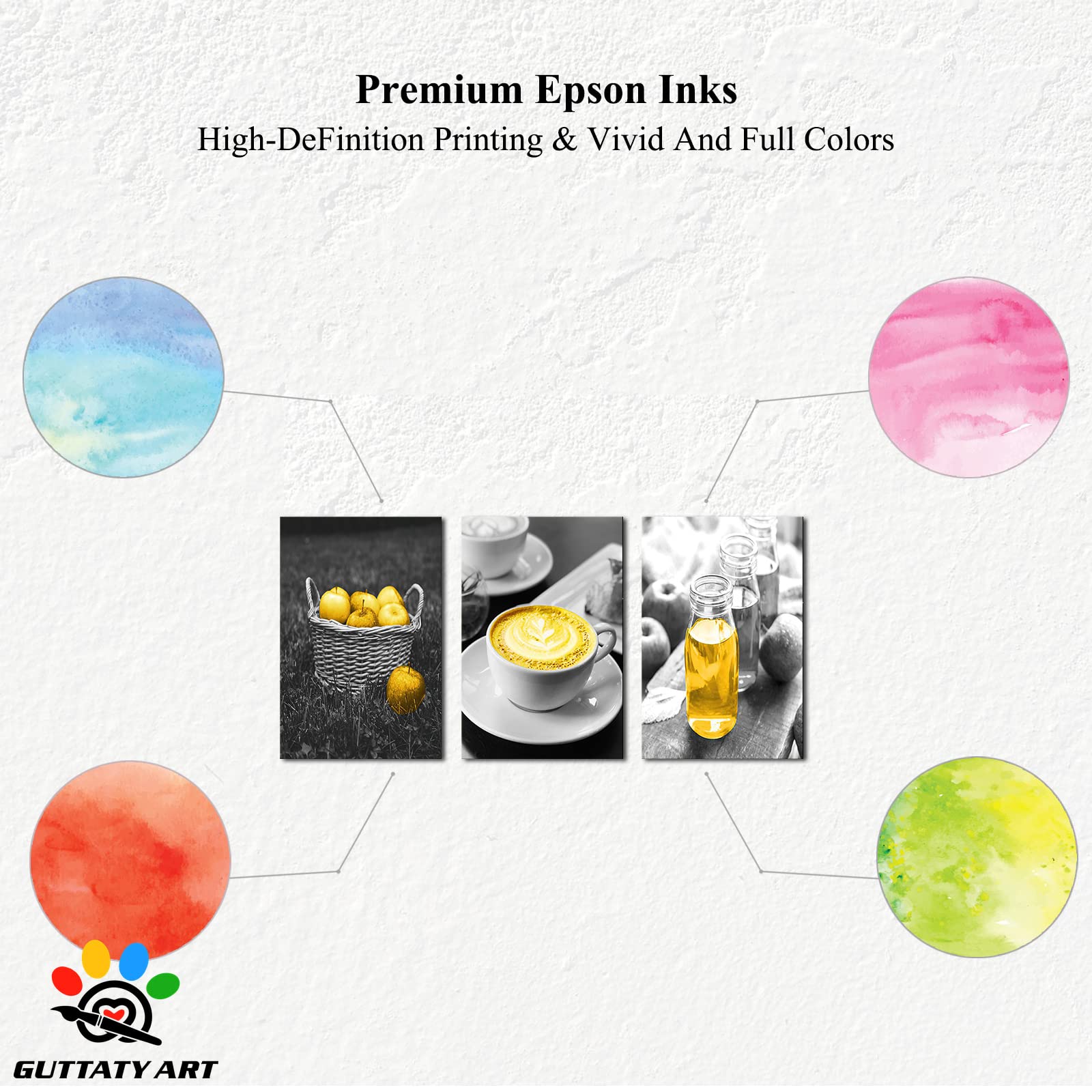 Modern Yellow Fruits Canvas Wall Art Prints - Set of 3 (24