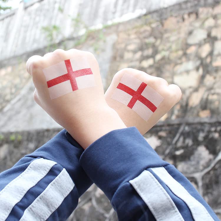 XINDY 20 Sheets England Flag Temporary Tattoos - Waterproof Face & Body Stickers for Kids, Adults, Football Fans - Perfect for World Cup, Parties, Sports Events & National Pride Celebrations