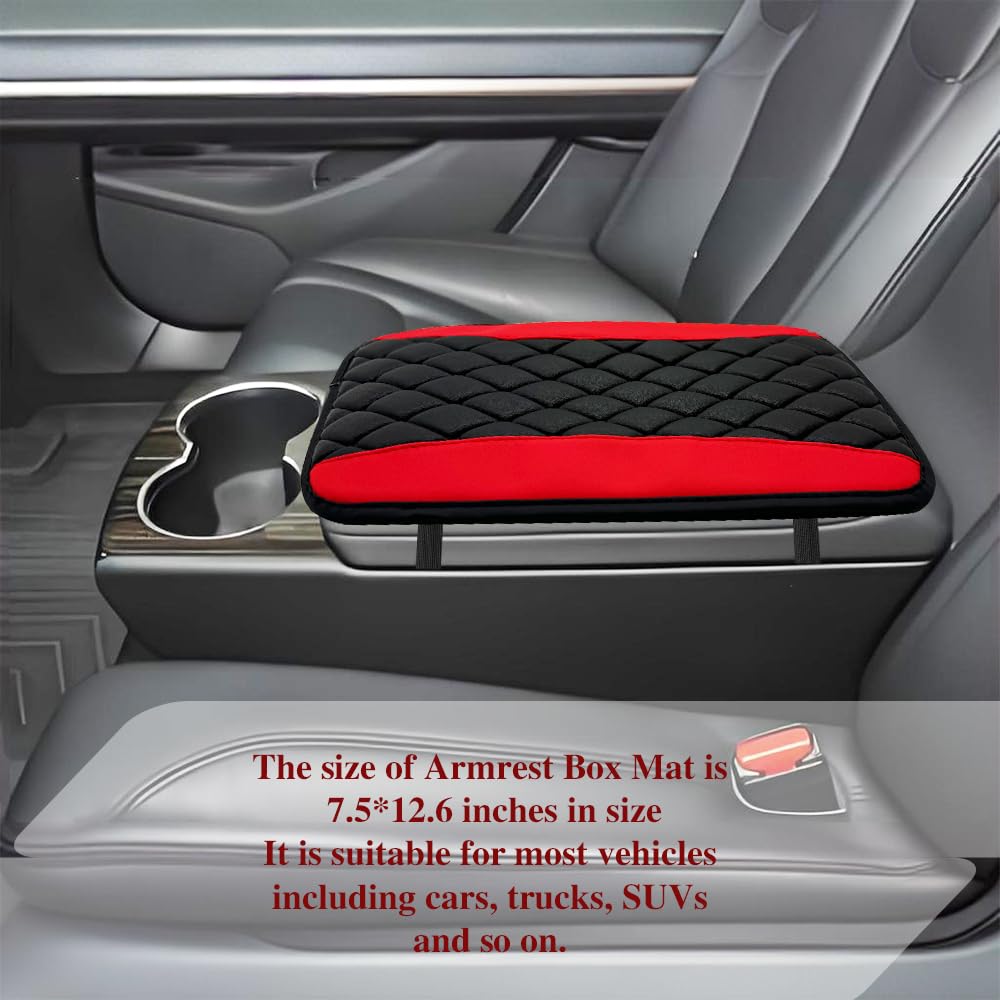 Premium PU Leather Car Center Console Cushion Pad - Waterproof Non-Slip Armrest Cover Protector for Cars, SUVs & Vehicles | Comfortable Driving Accessory for Long Trips & Daily Commutes