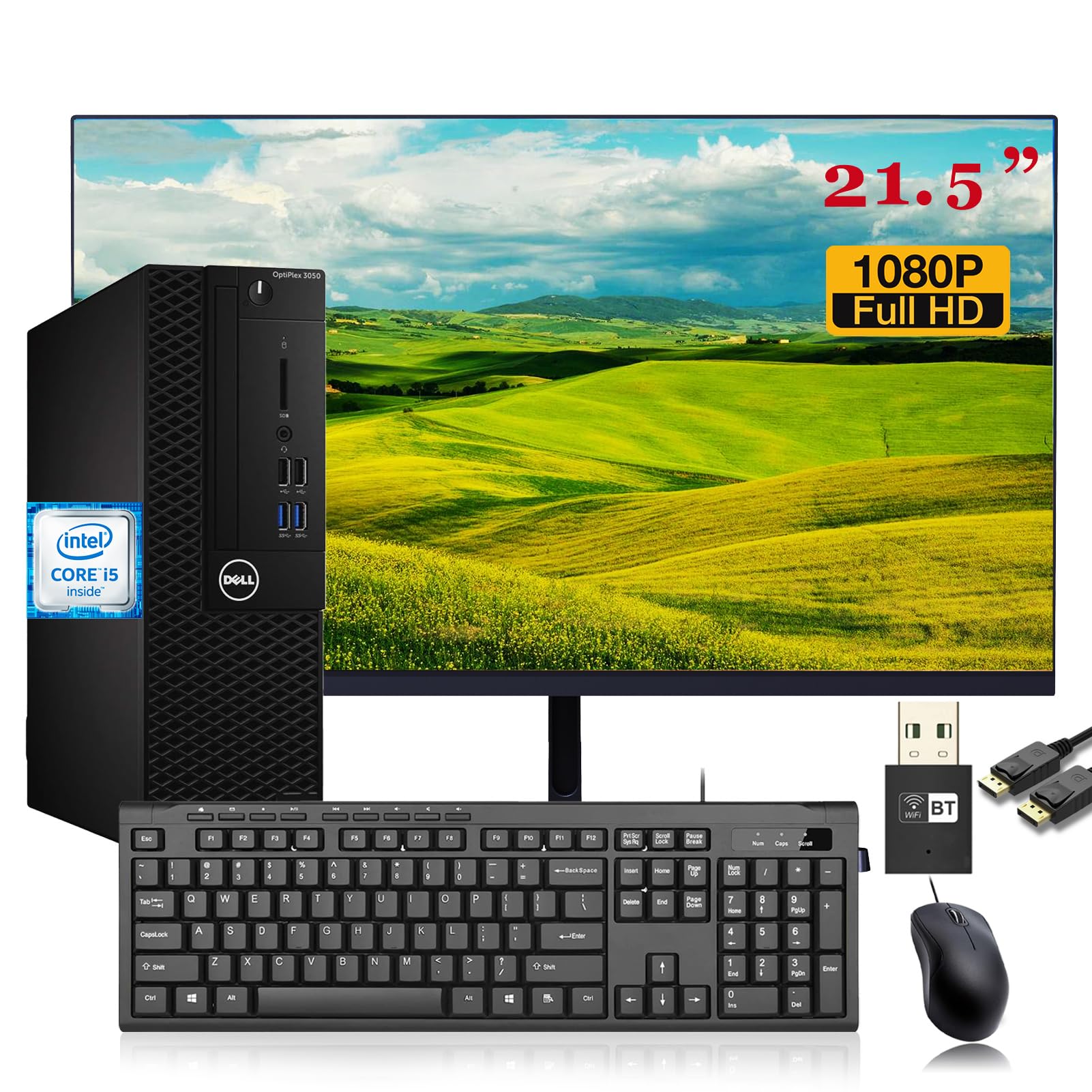 Dell OptiPlex Desktop Computer - Intel Core i5 Processor up to 3.60GHz, 32GB RAM, 512GB SSD, 21.5